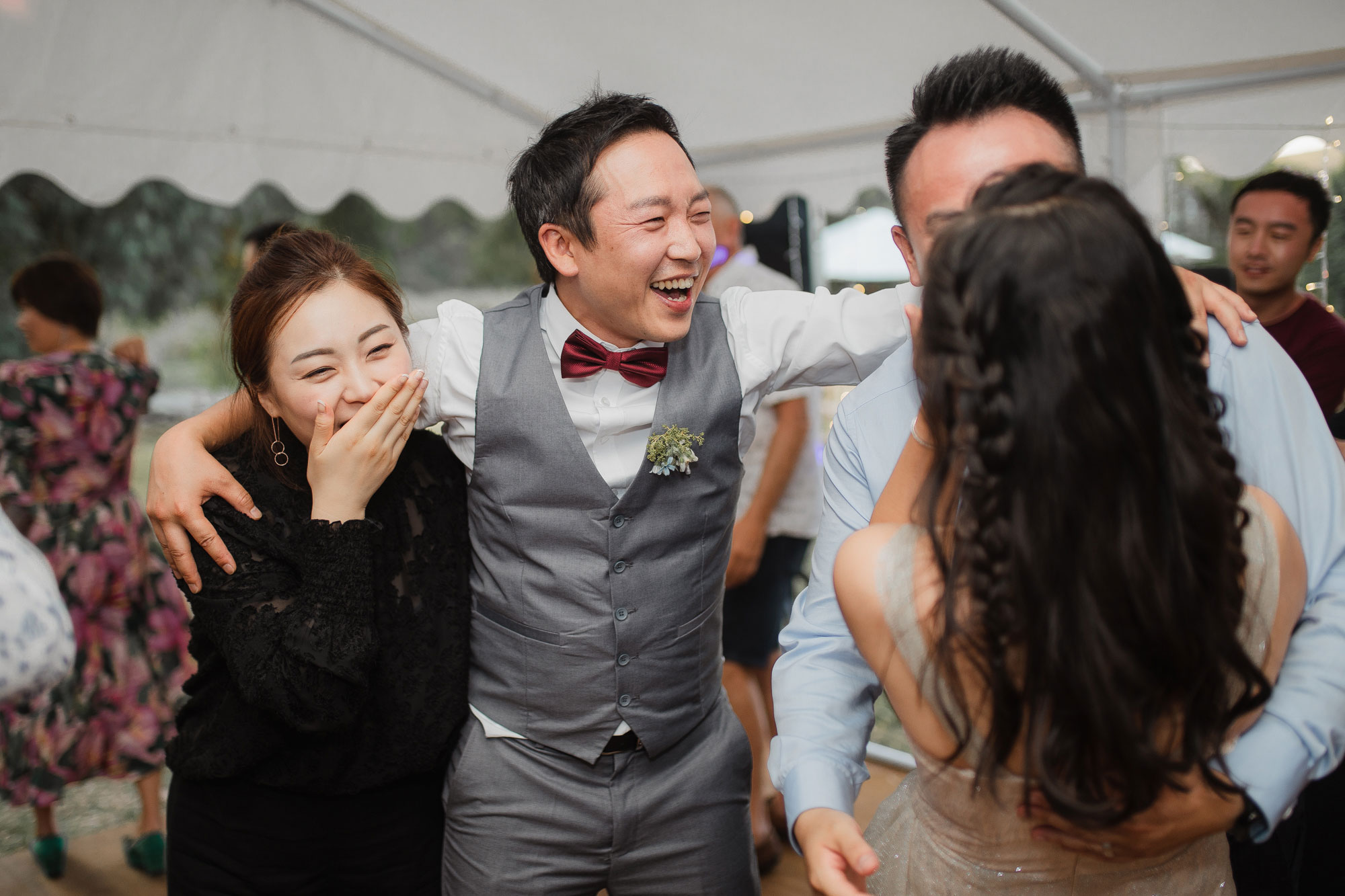 wedding guests enjoying the reception