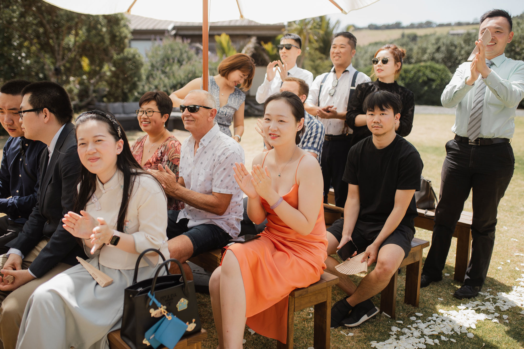 wedding guests cheering