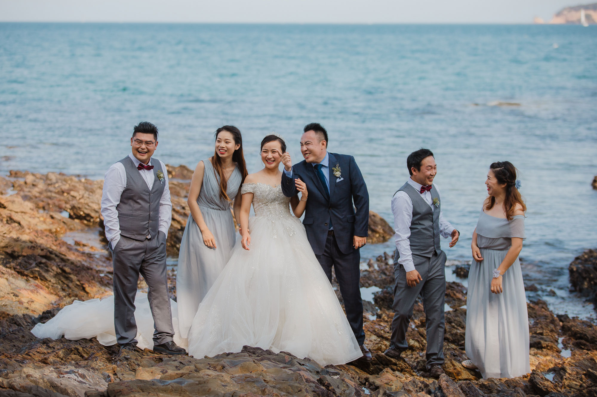 bridal party having fun