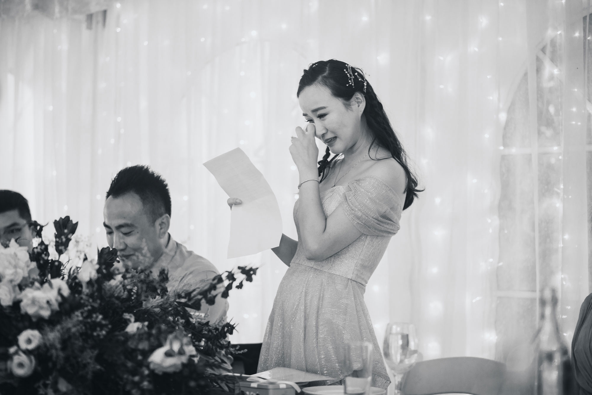 bride crying during speech