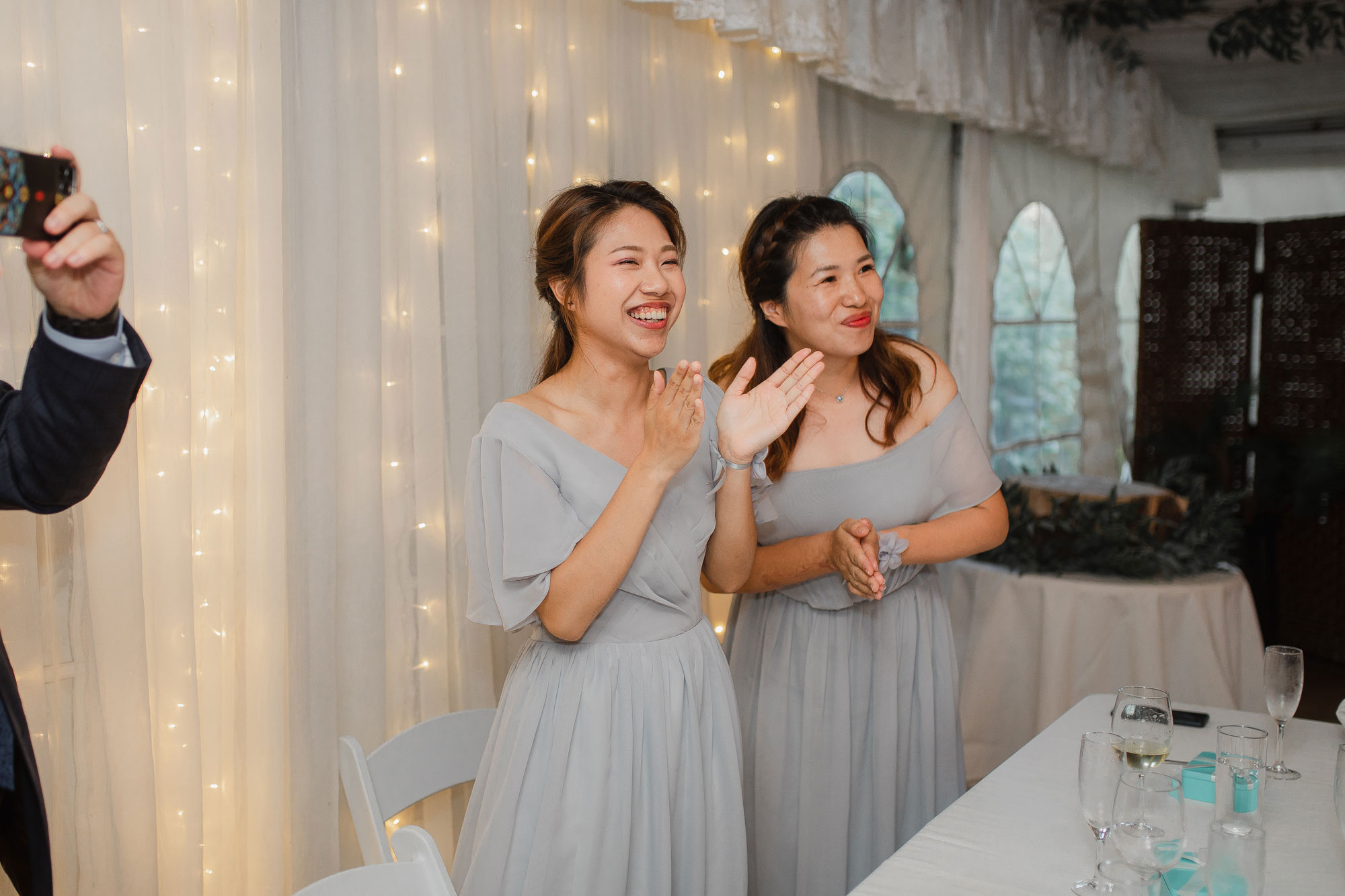 bridesmaids cheering