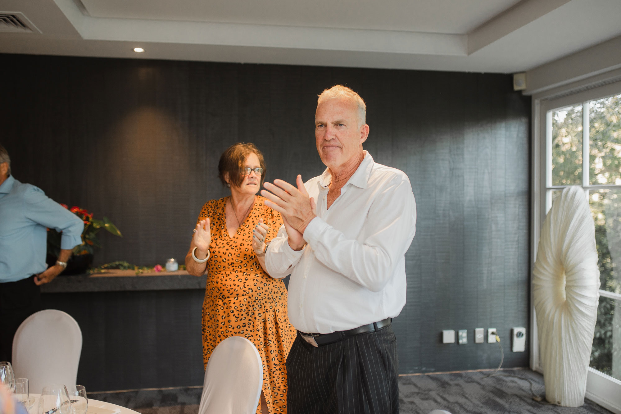 wedding guests cheering