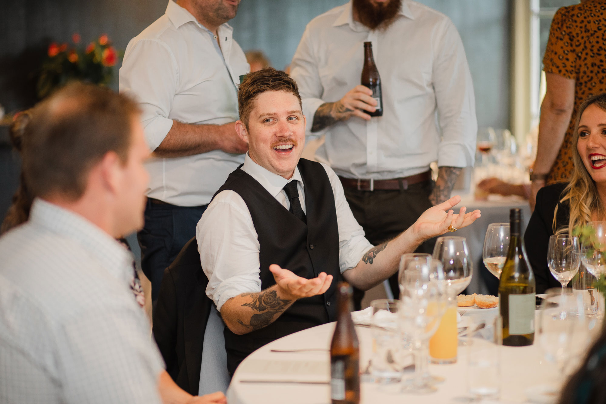 groomsmen having fun at the wedding