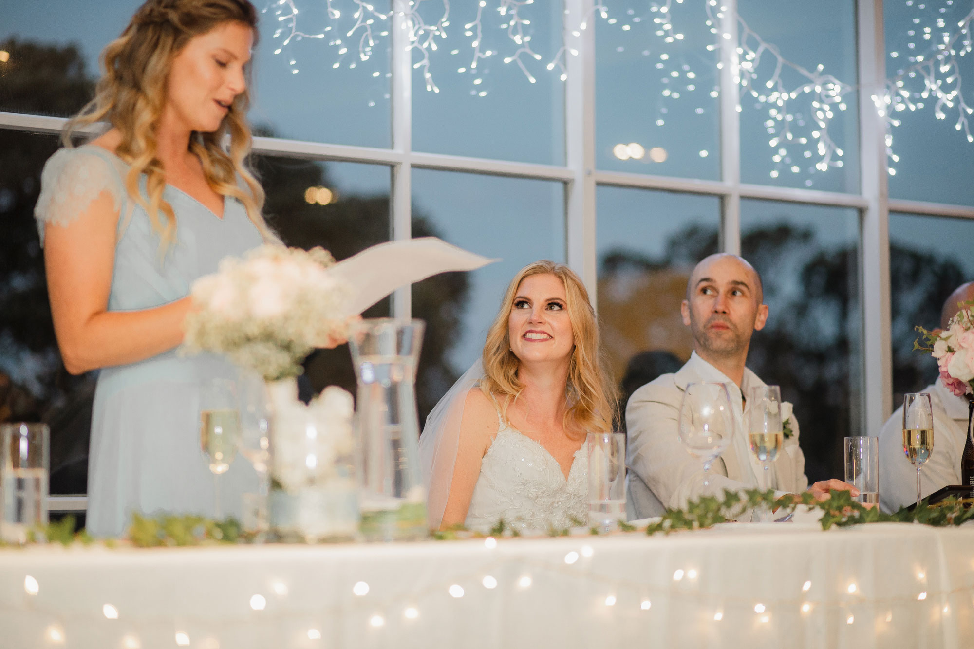 bride listening to speech