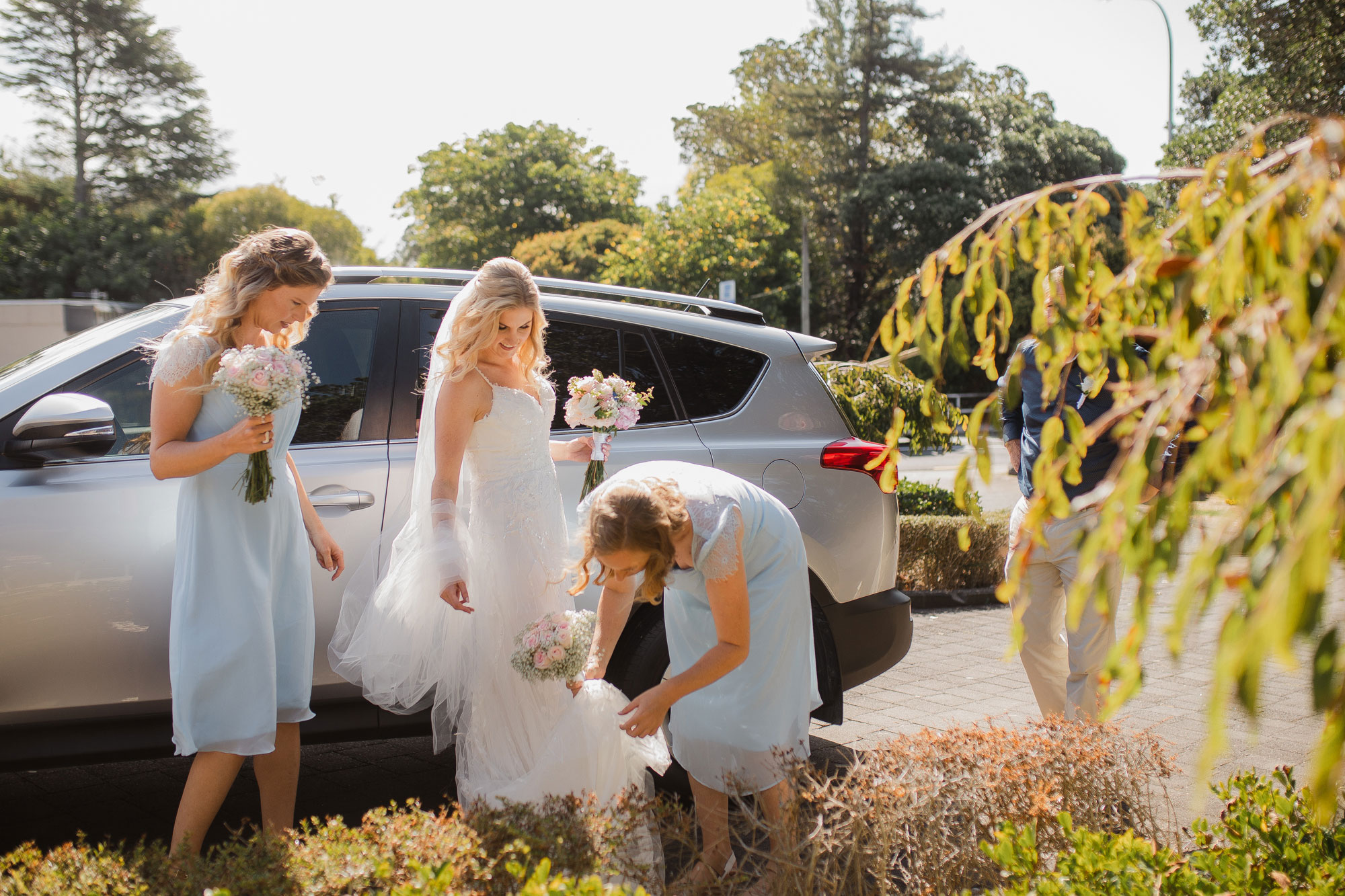 bride arrival at Orakei Bay