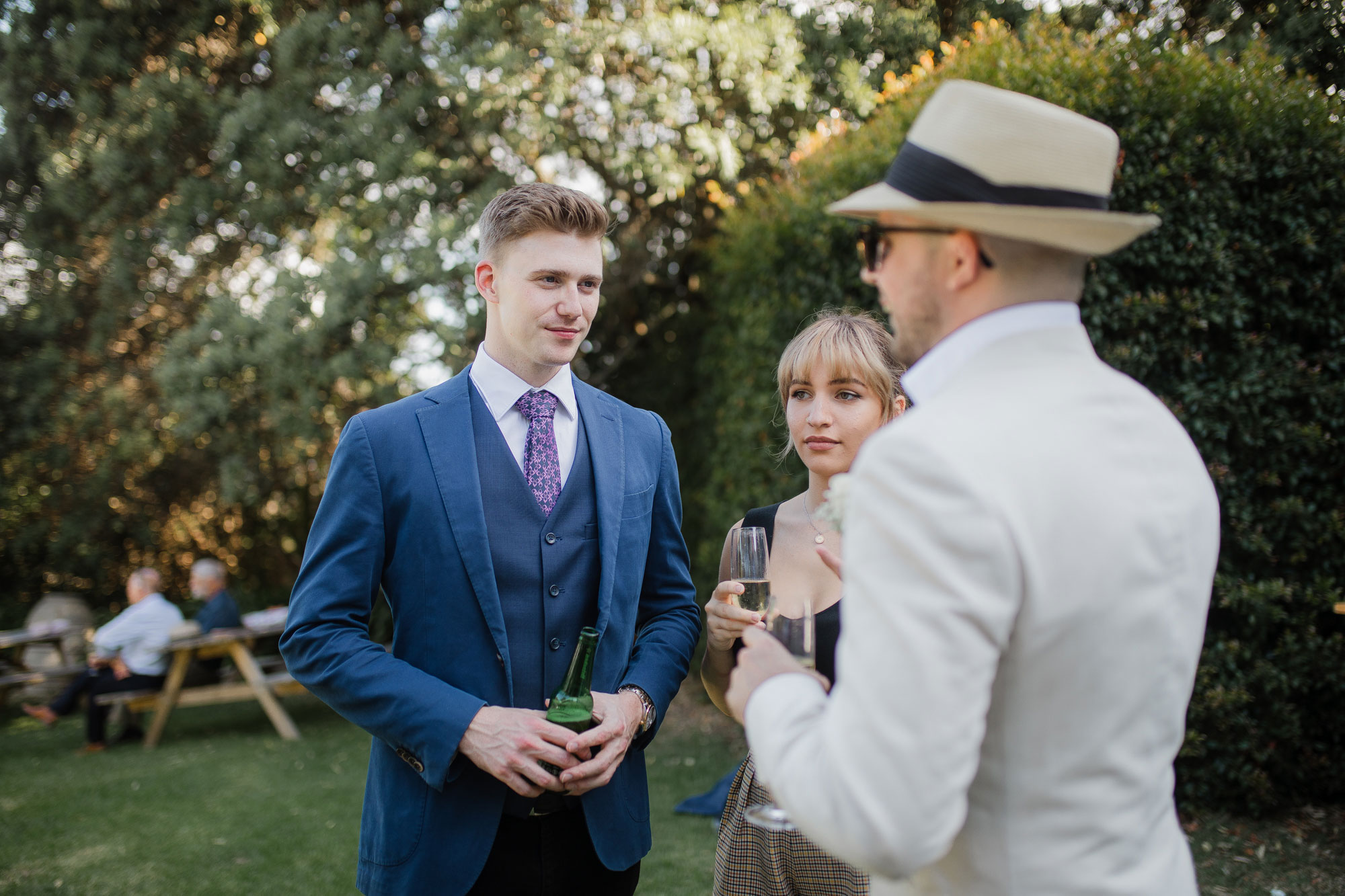 wedding guests mingling