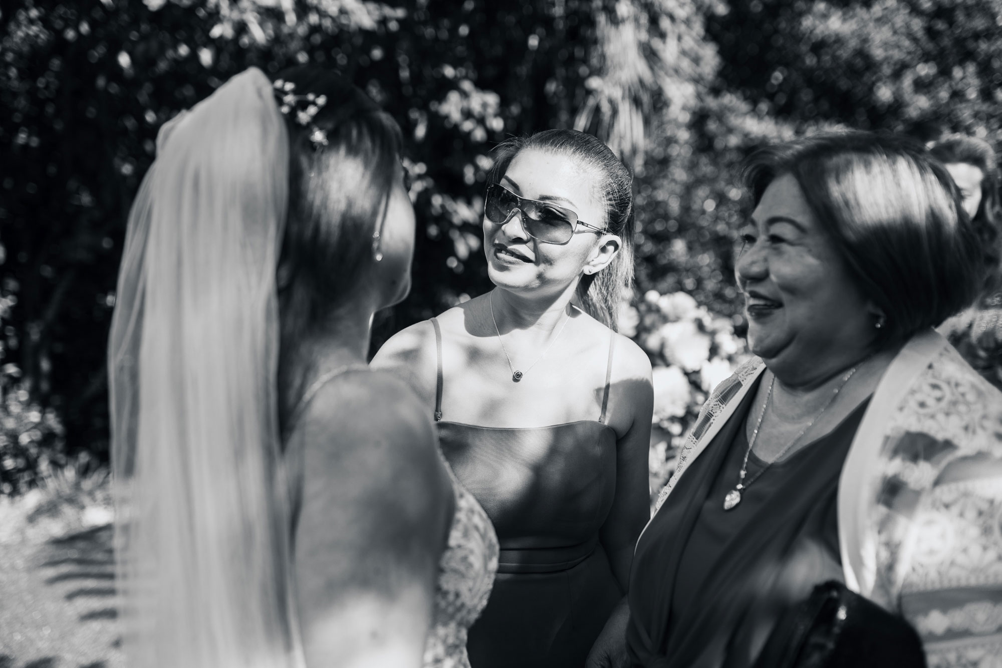 wedding guest smiling at the bride