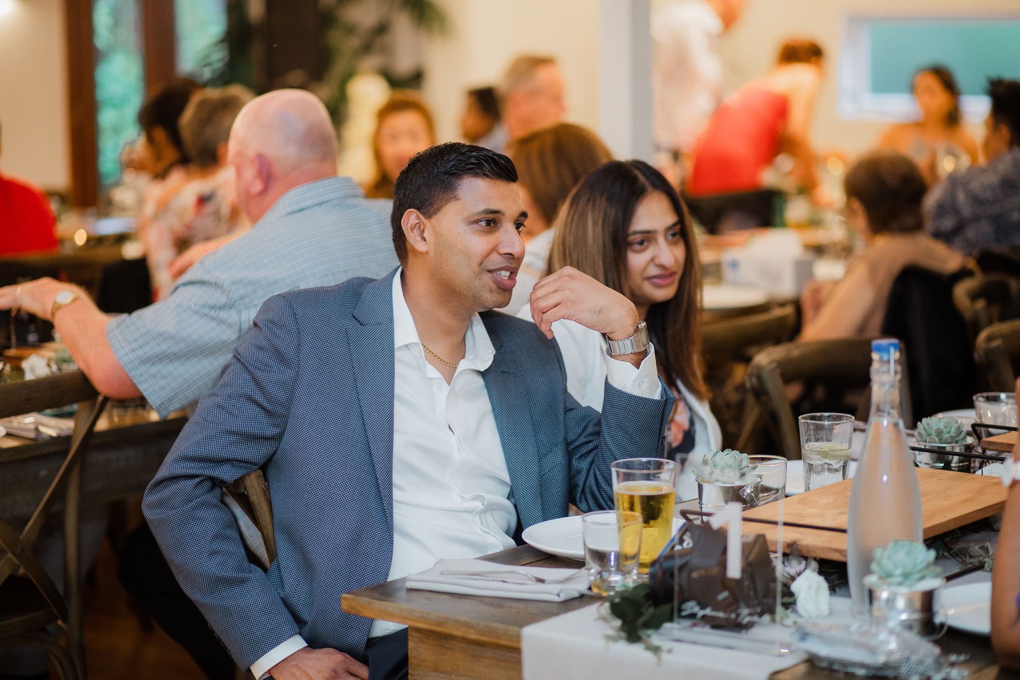 wedding guests having a good time