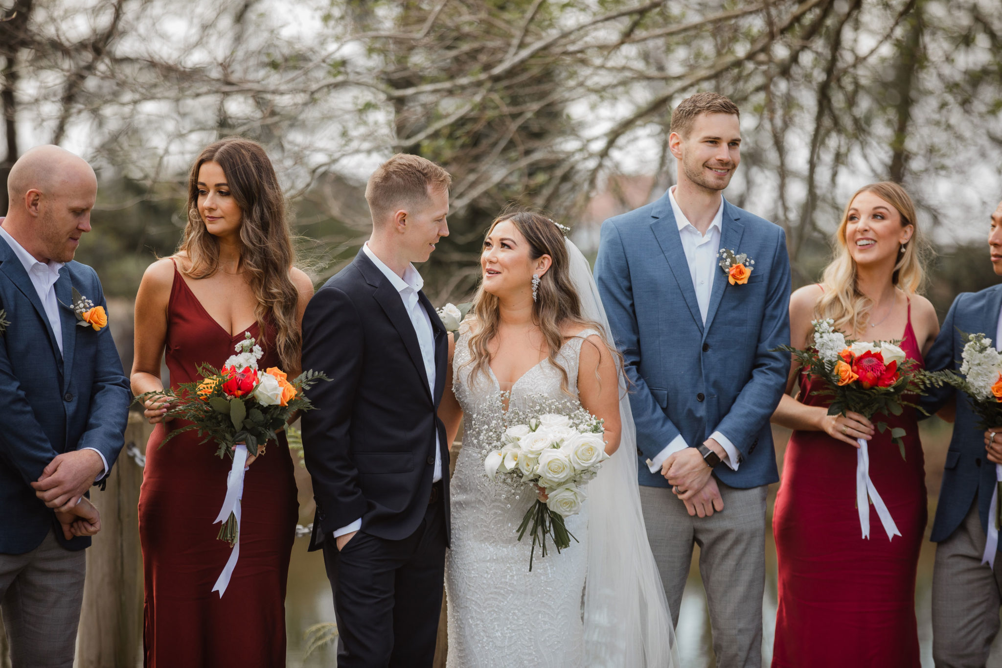 bridal party chatting