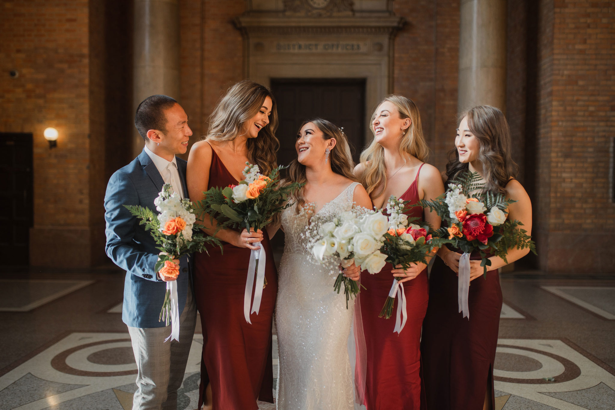 bridal party having fun