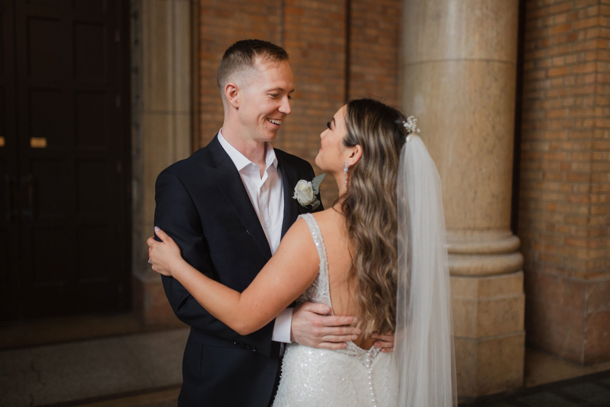 bride and groom romantic moment