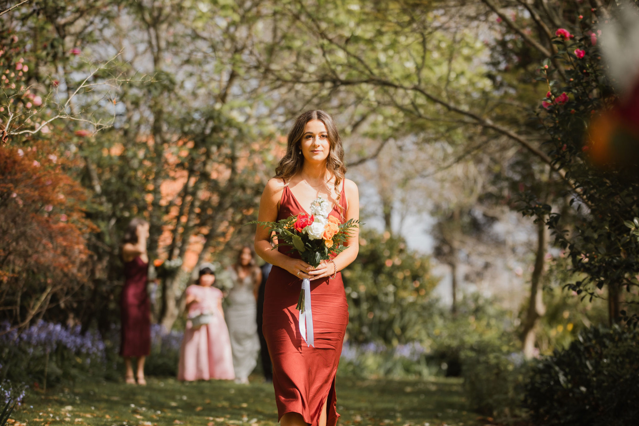 bridesmaids walking