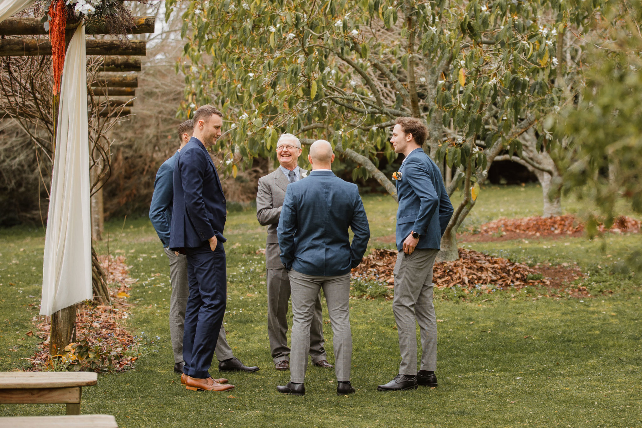 groomsmen talking