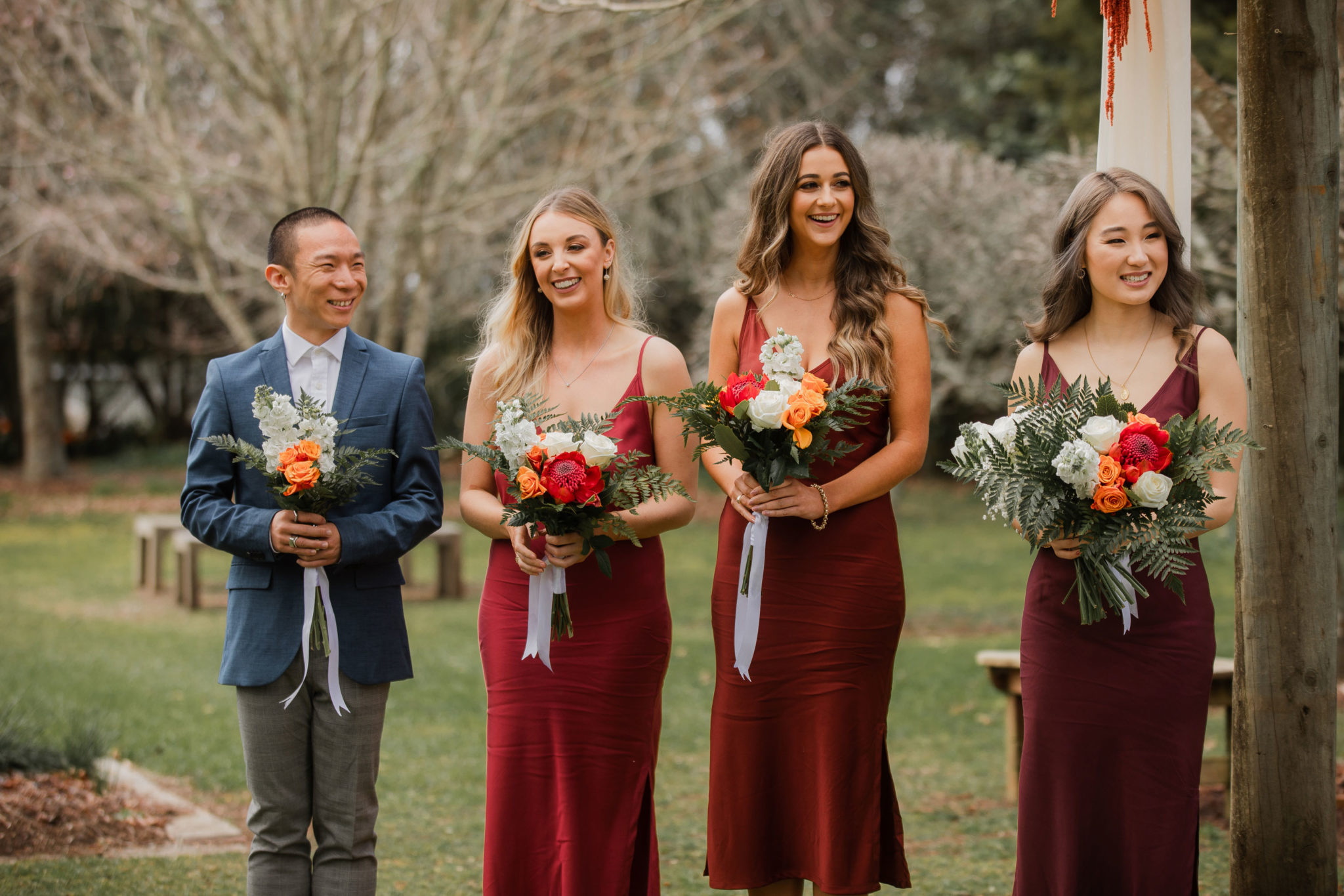 auckland wedding bridesmaids looking