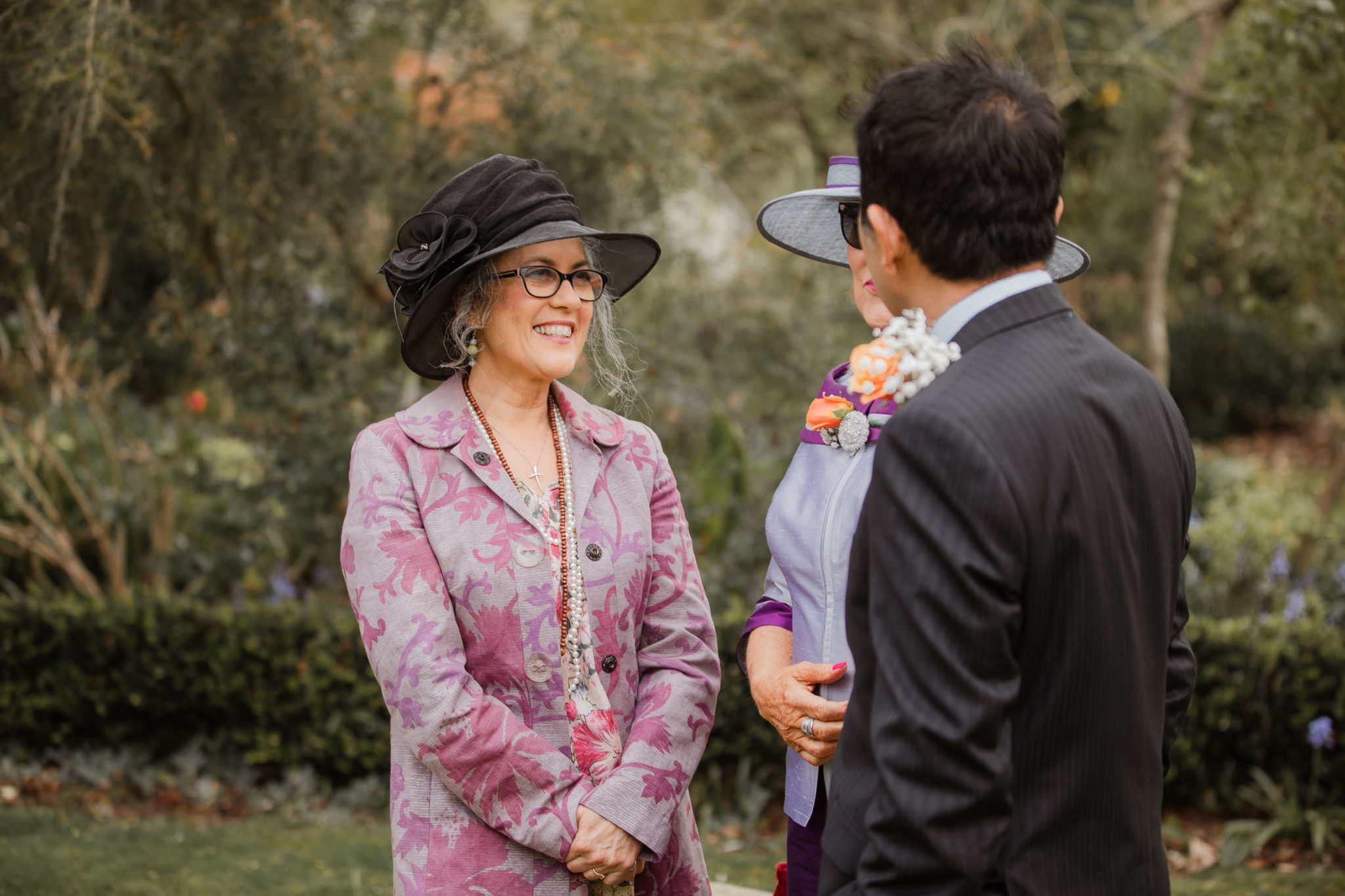 wedding guests chatting