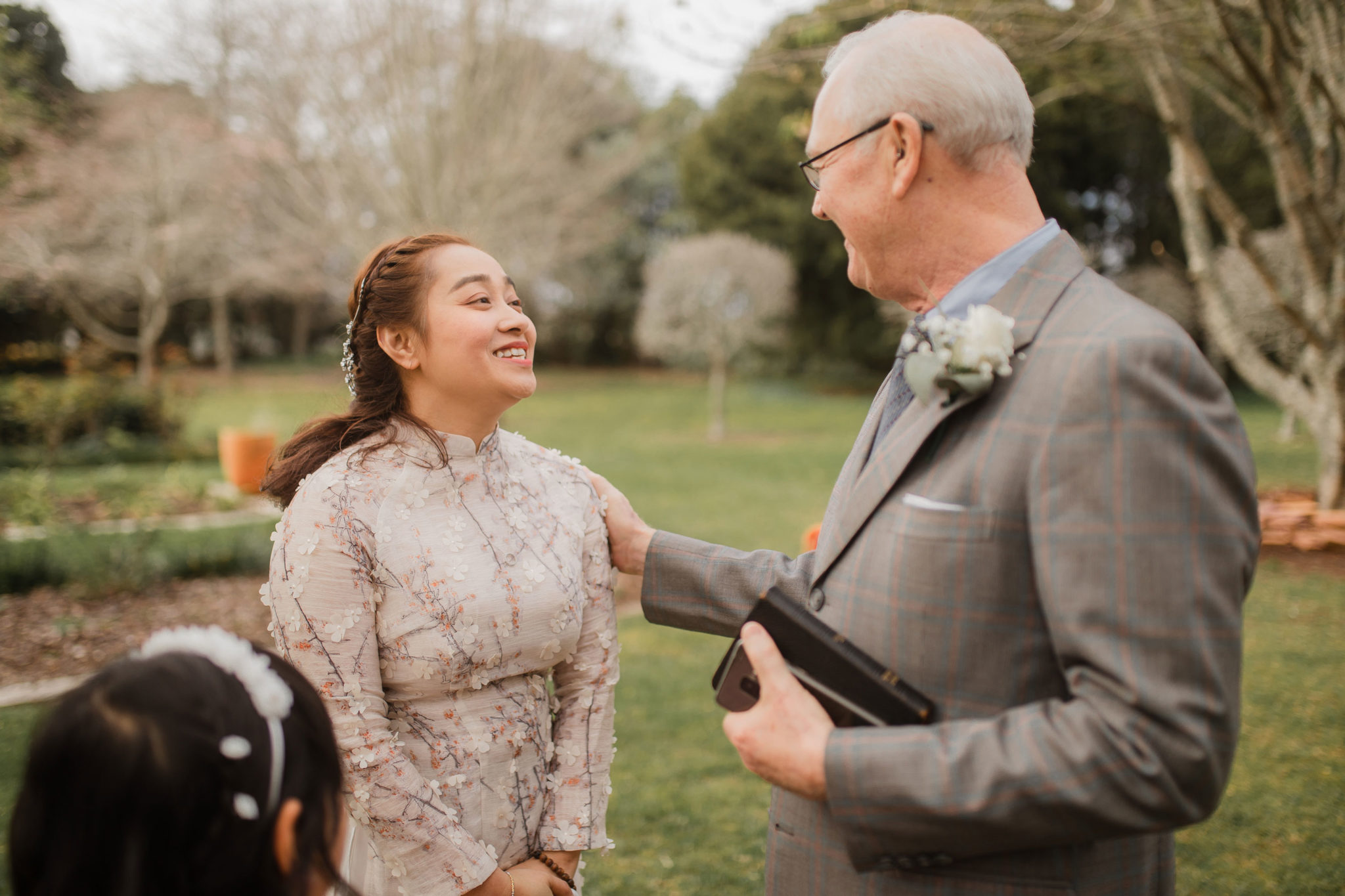 wedding guests chatting