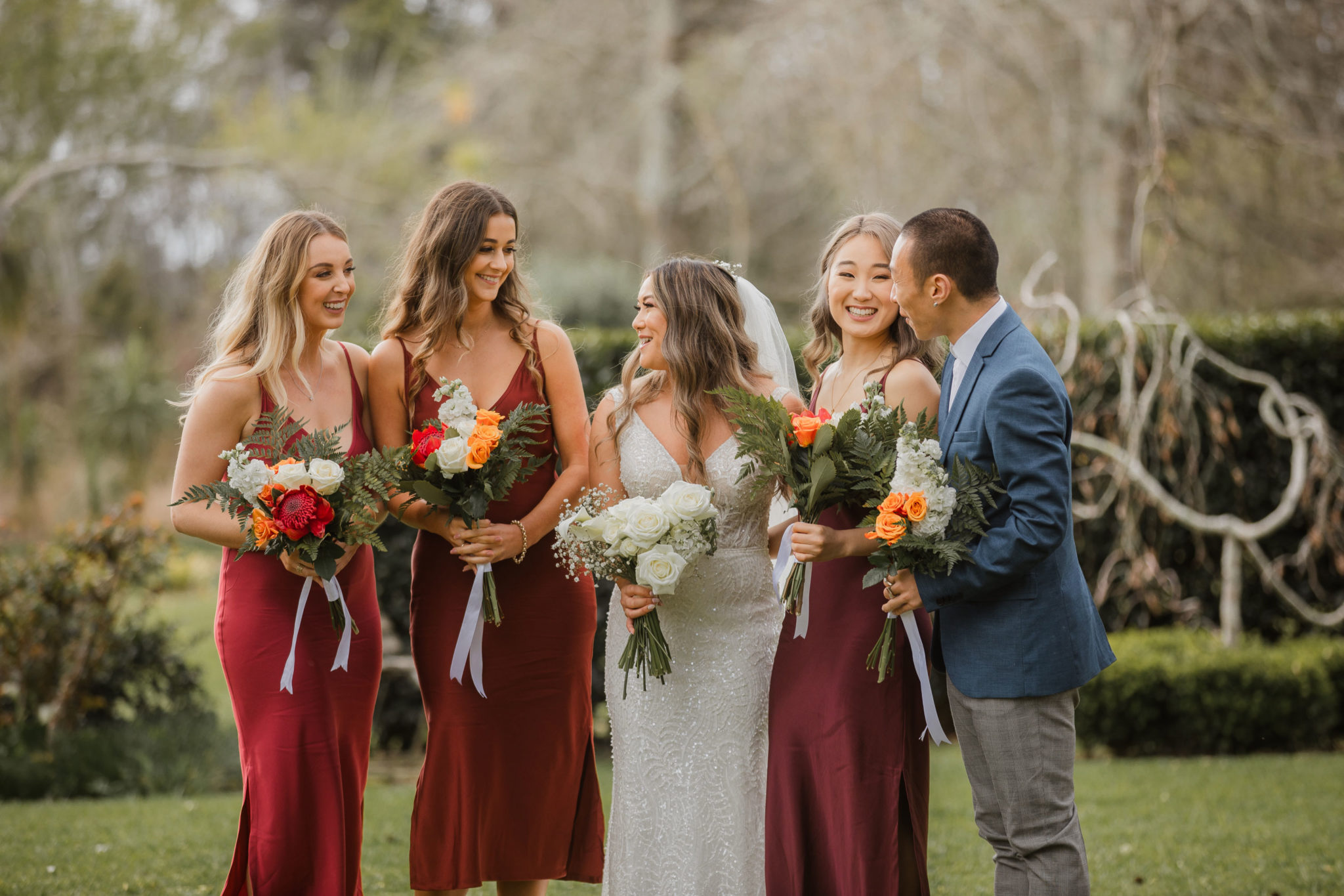 bridal party having a laugh