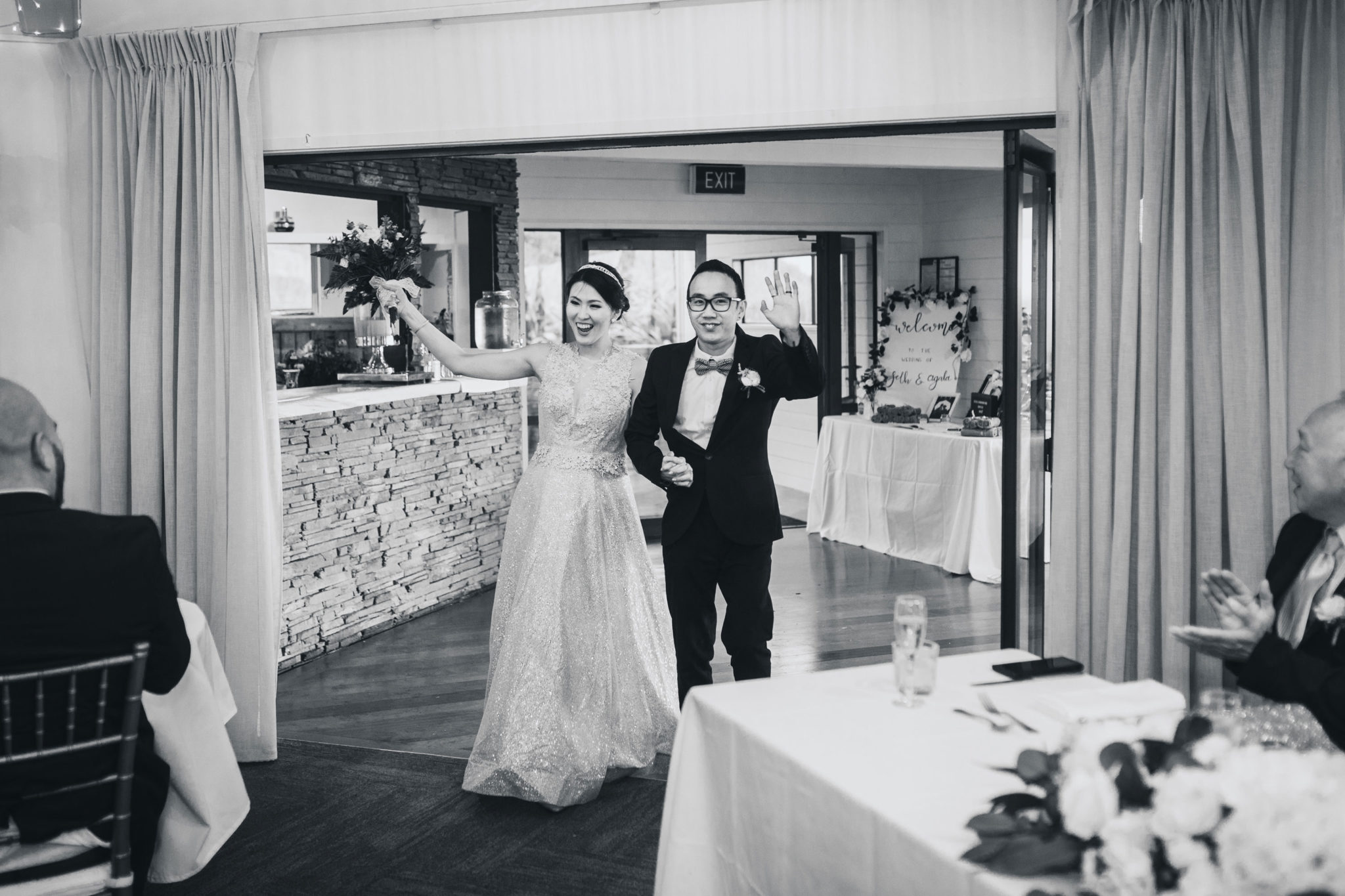 bride and groom announced into reception