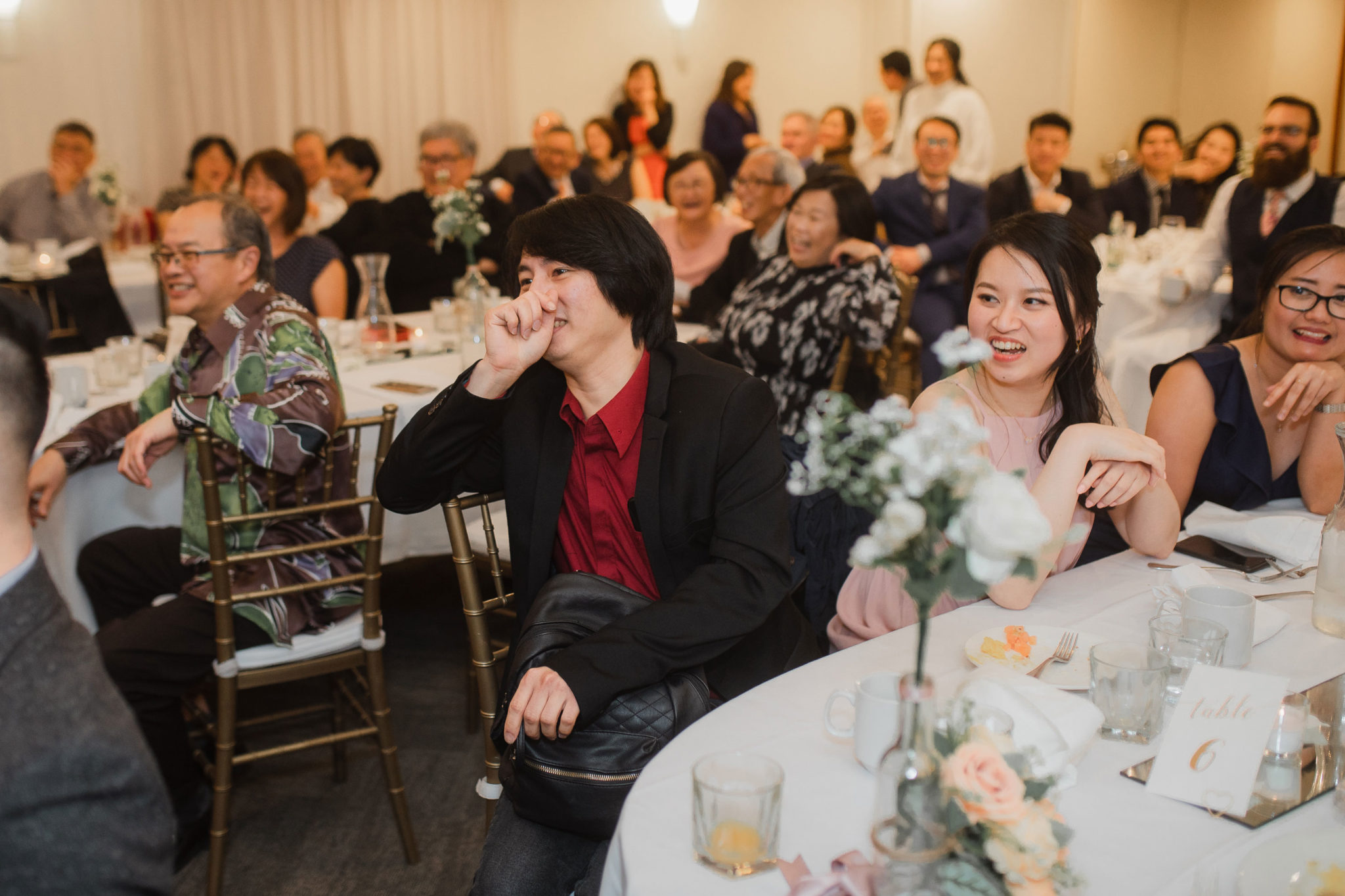 wedding guests having fun