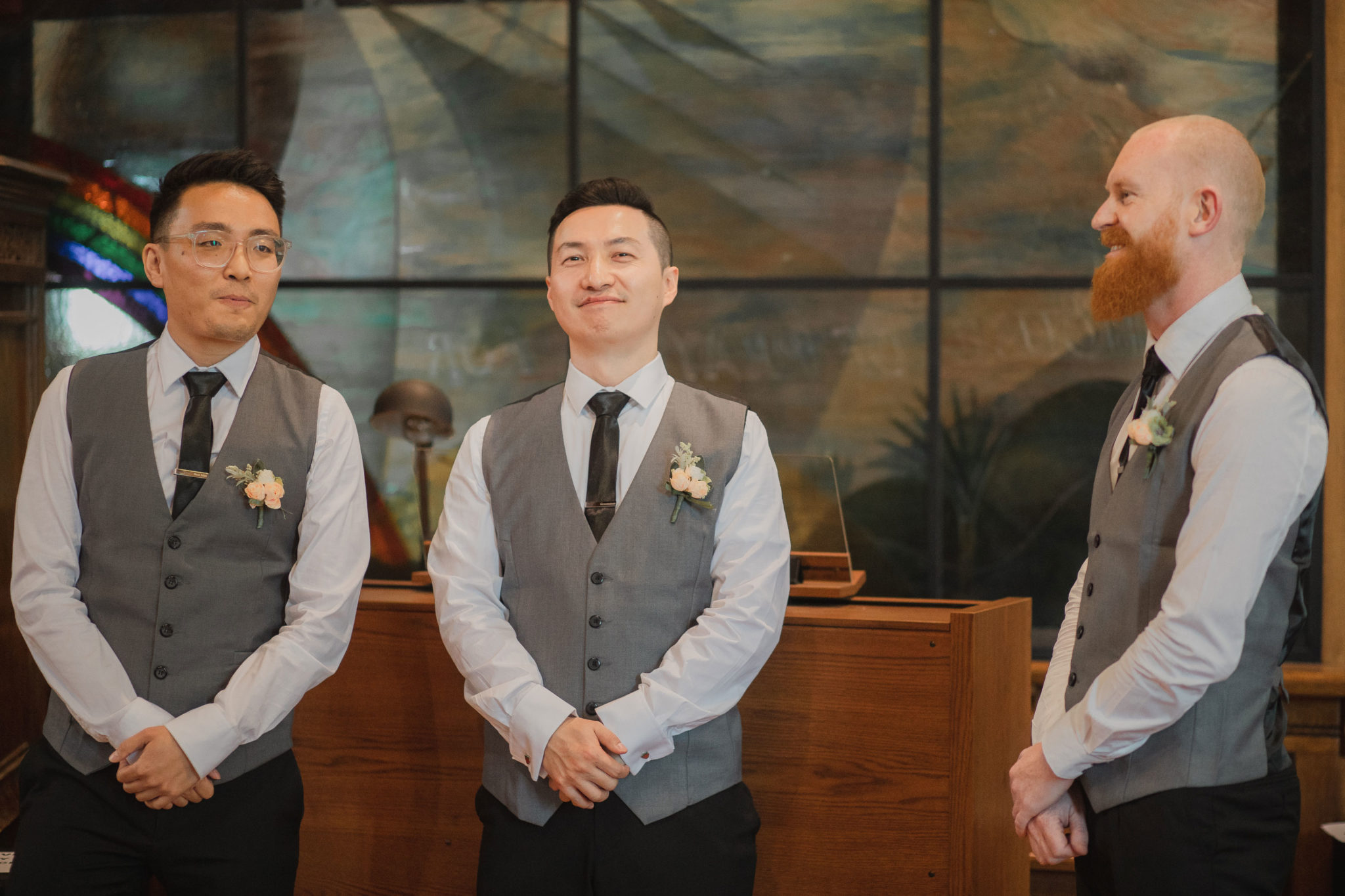 groomsmen looking at the camera