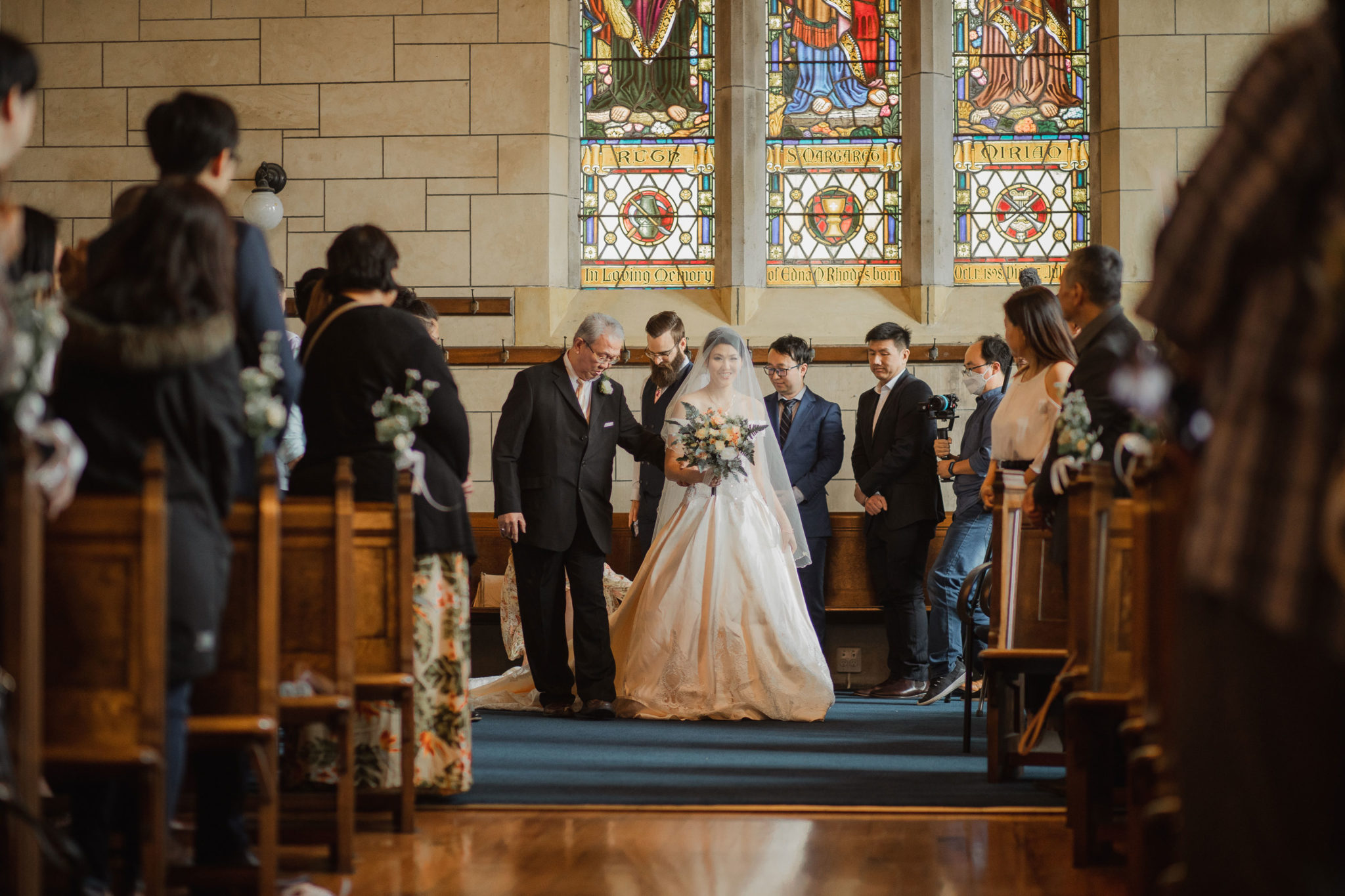 auckland bride walking down the aisle