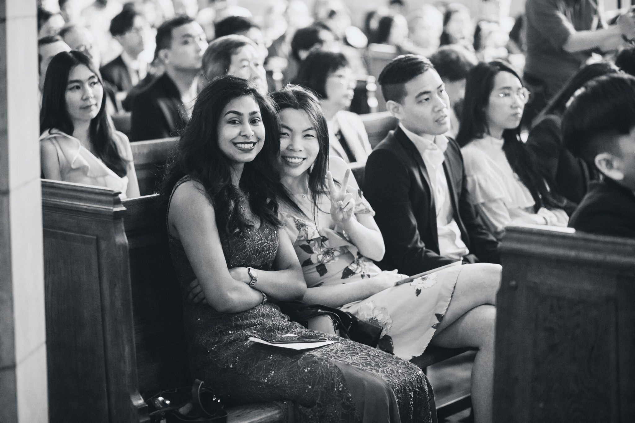 auckland wedding guests smiling