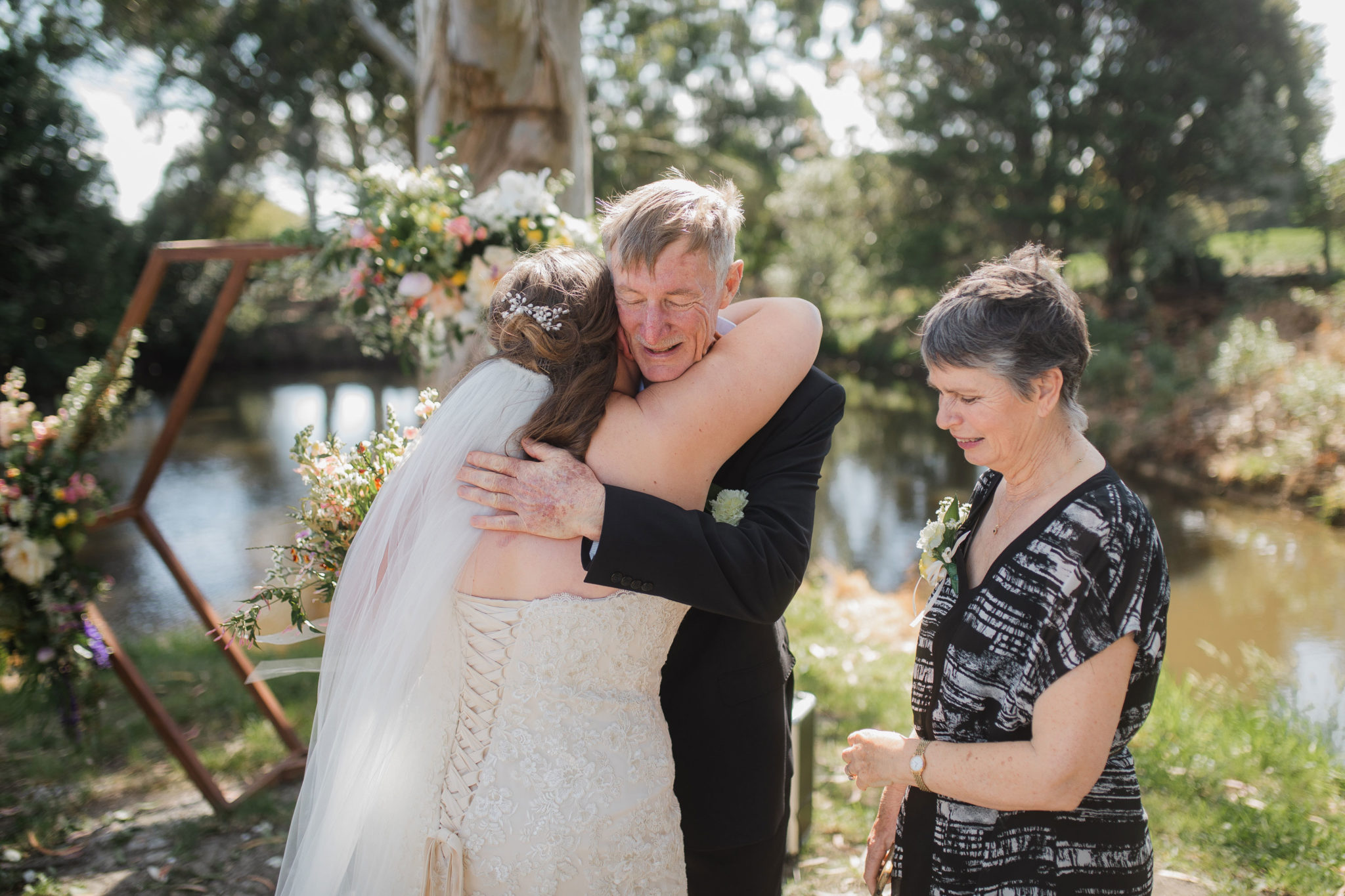 bride hugging his father