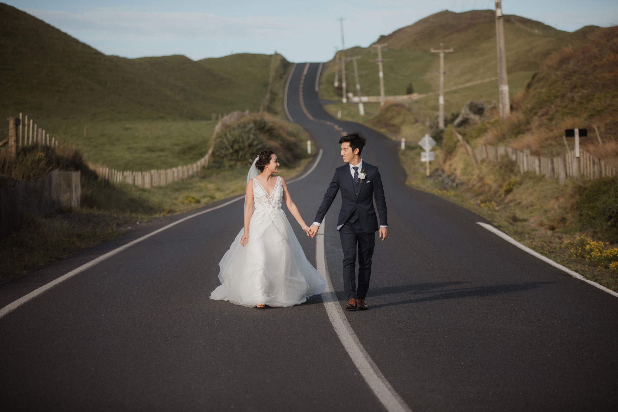 new zealand open road wedding photo