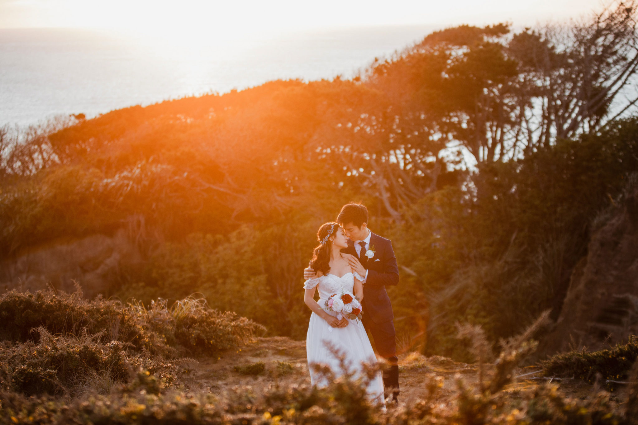 auckland sunset wedding shoot