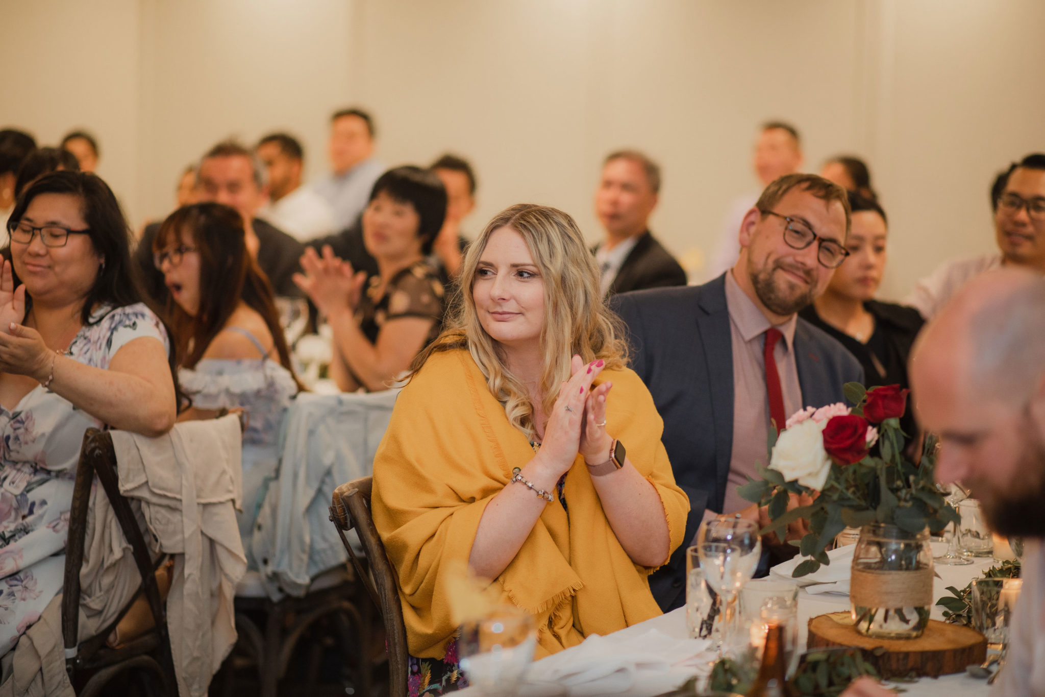 wedding guests clapping