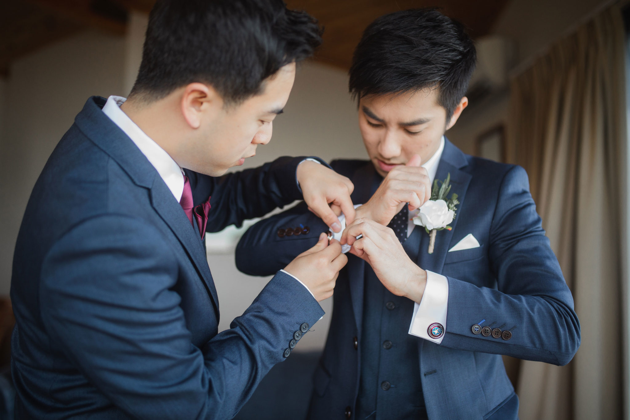 groom and the boys getting ready