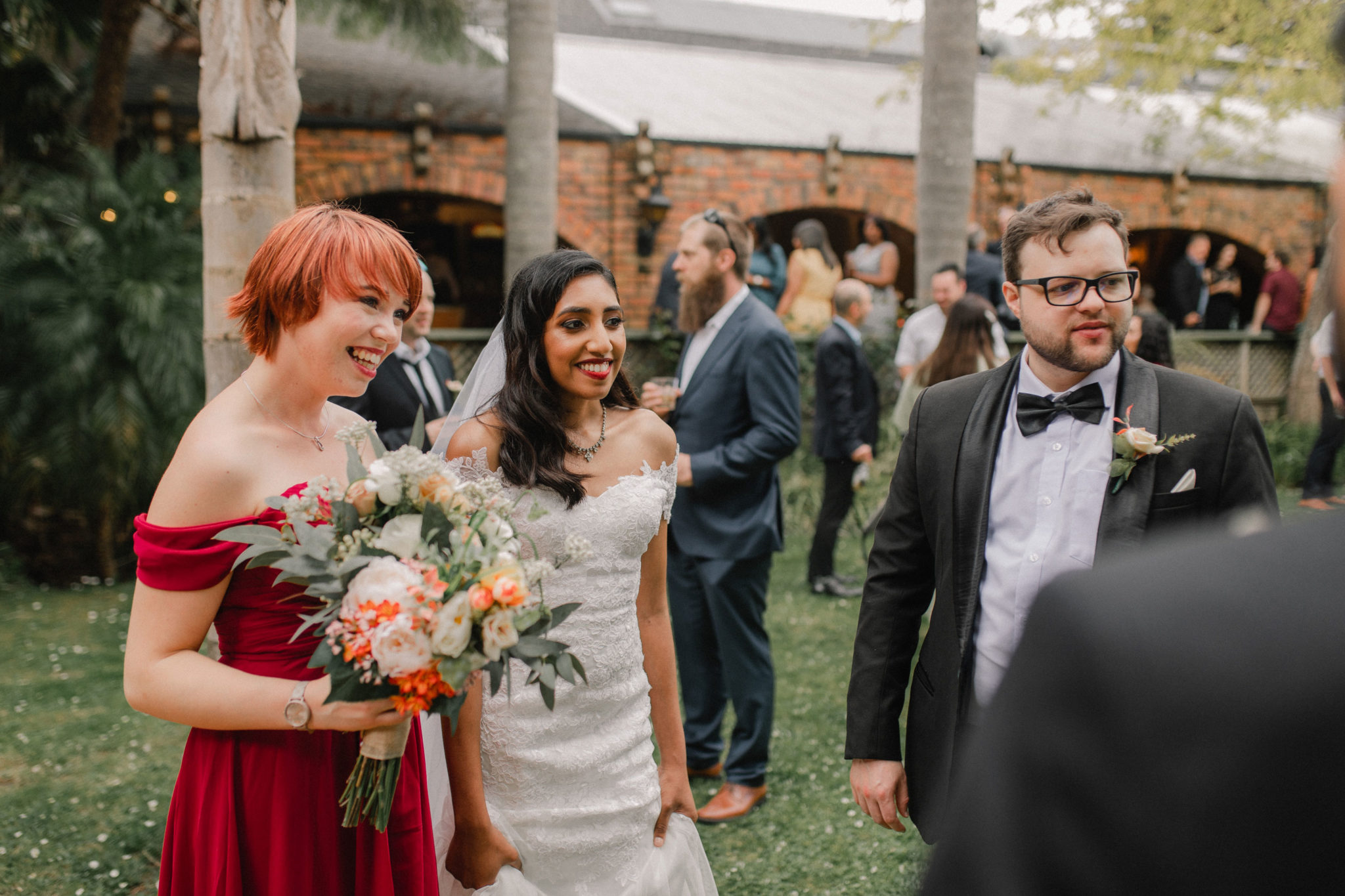 bridal party mingling