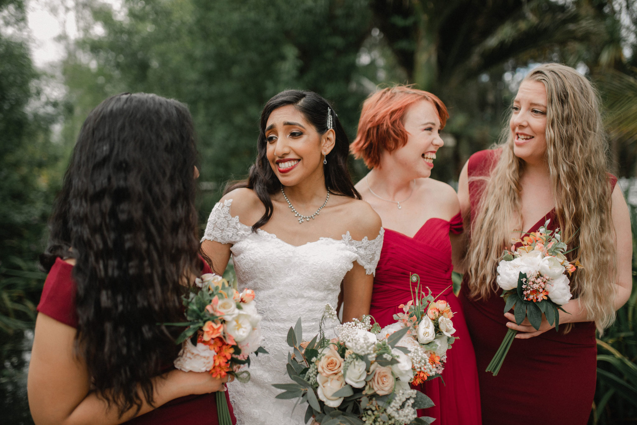 bride chatting with the girls