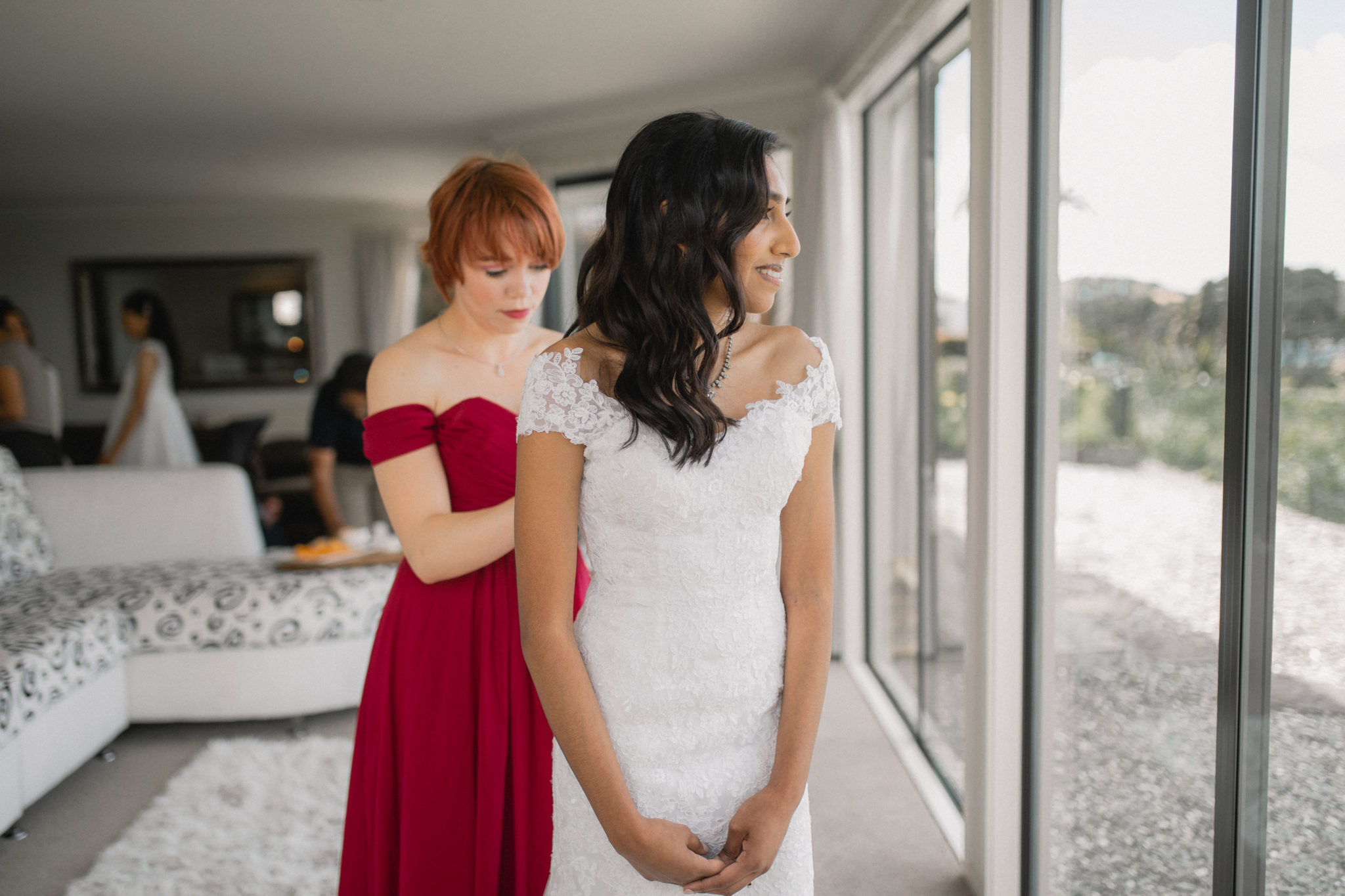 maid of honour and bride