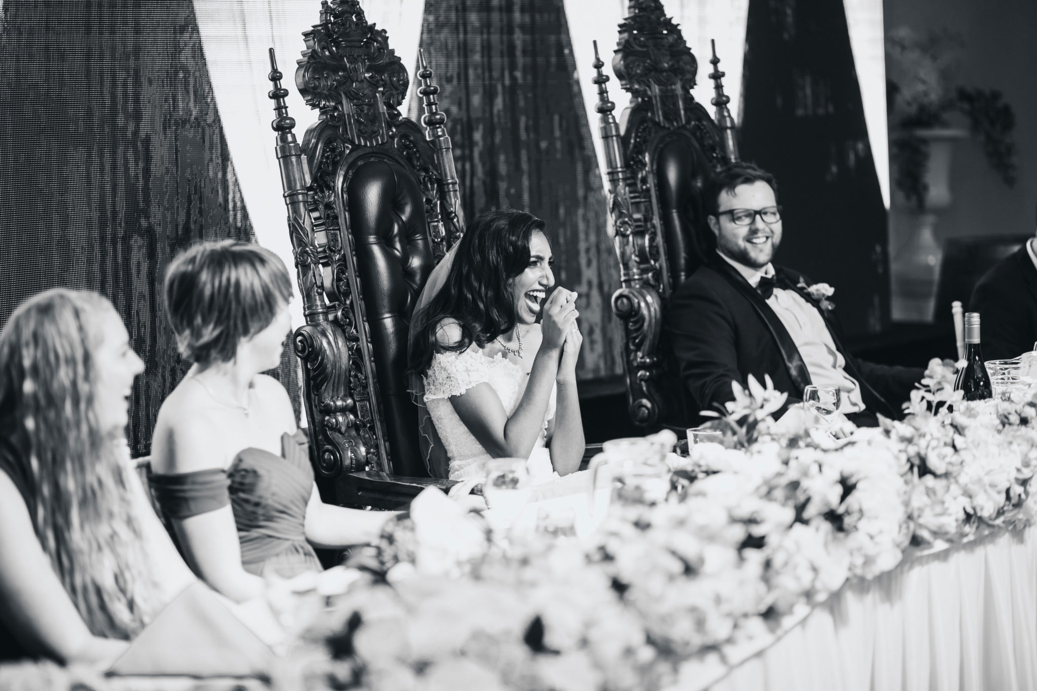 bride laughing at speech