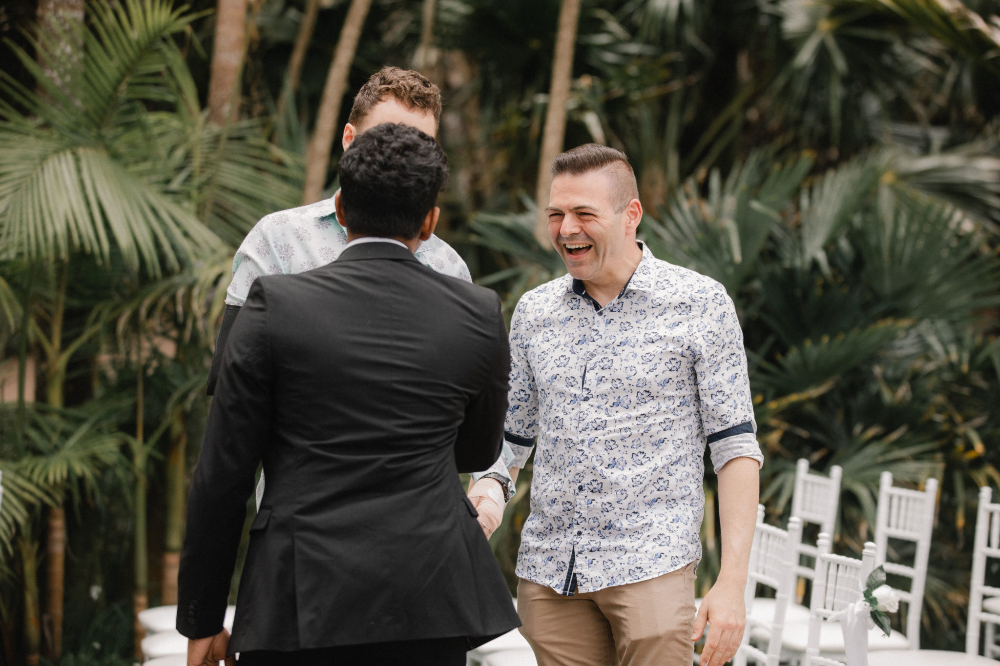 wedding guests smiling