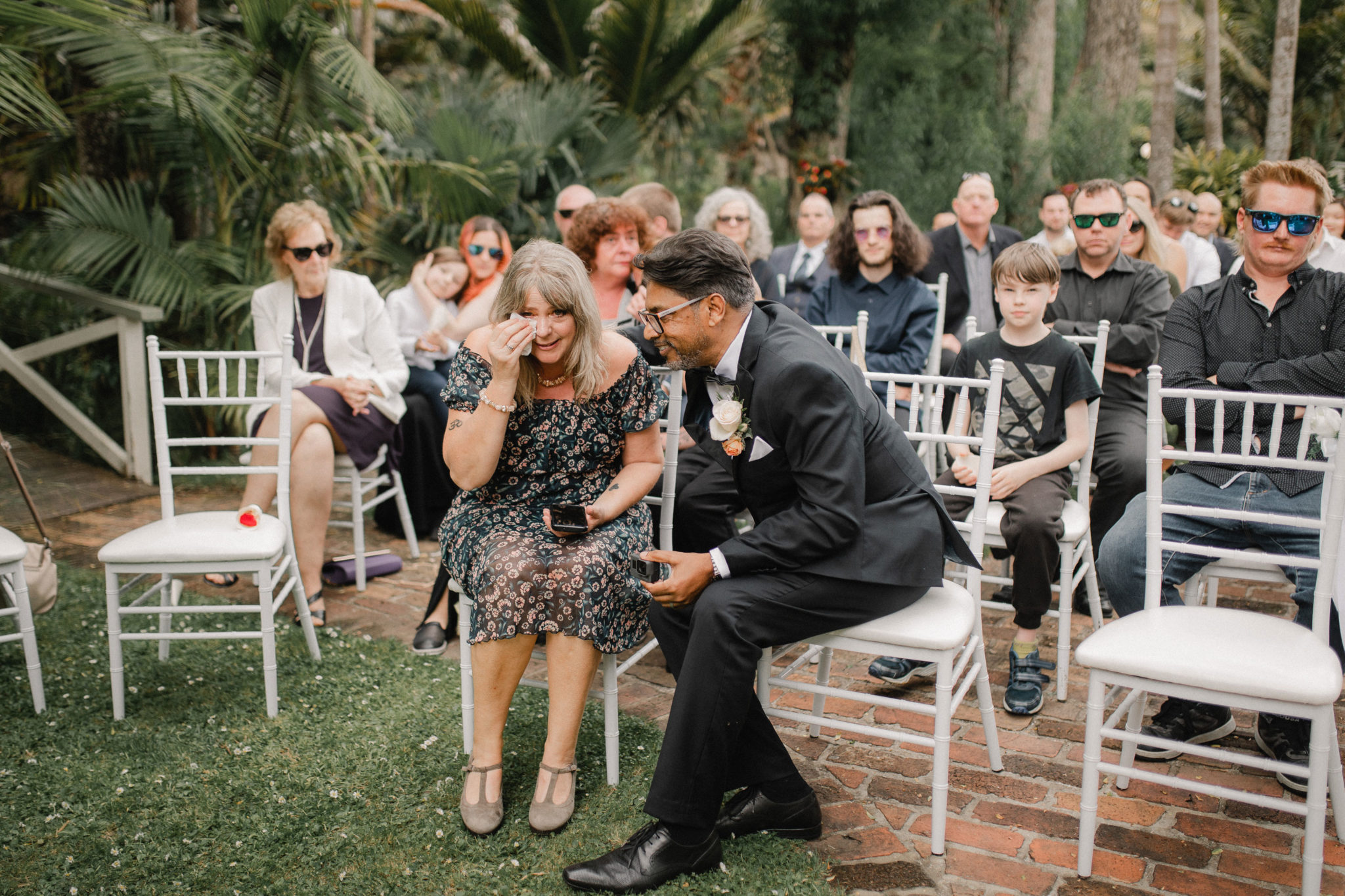 parents of the bride and groom crying