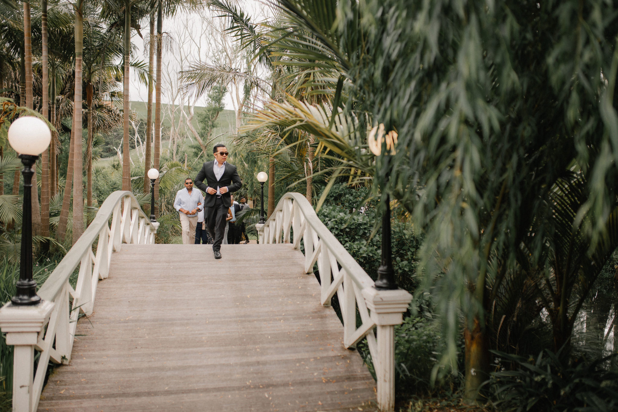 wedding guests walking