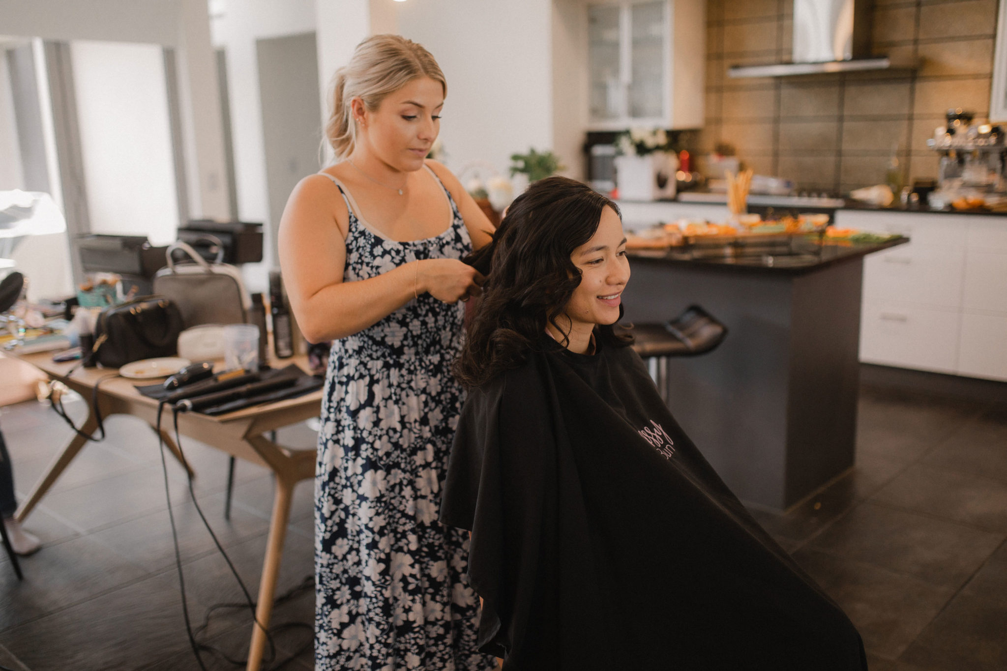 bridesmaid getting ready