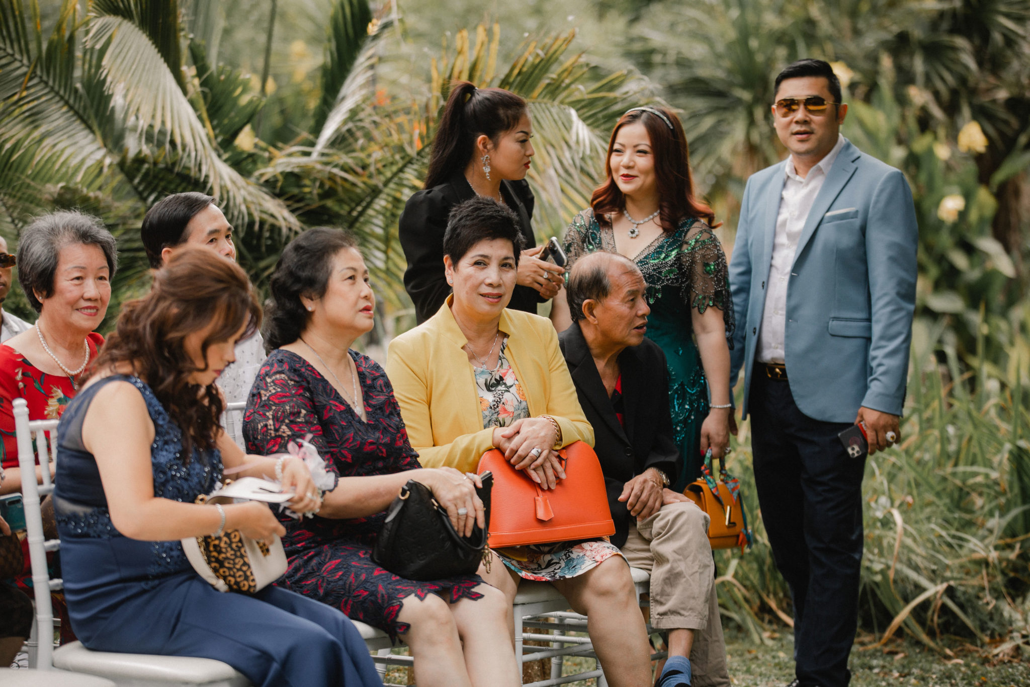 wedding guests chatting