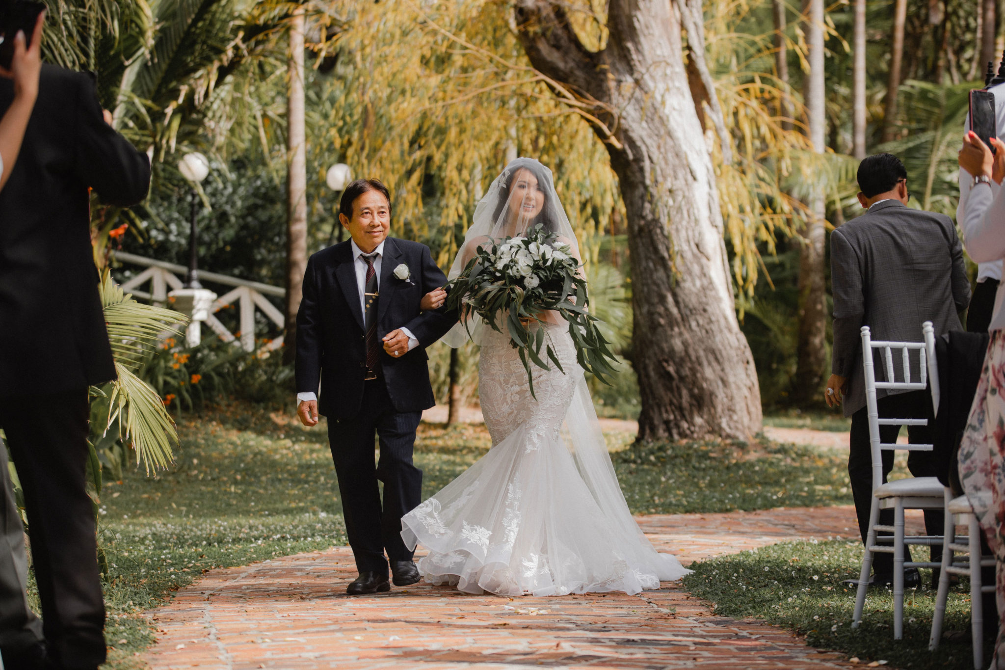 auckland bride walking down the aisle