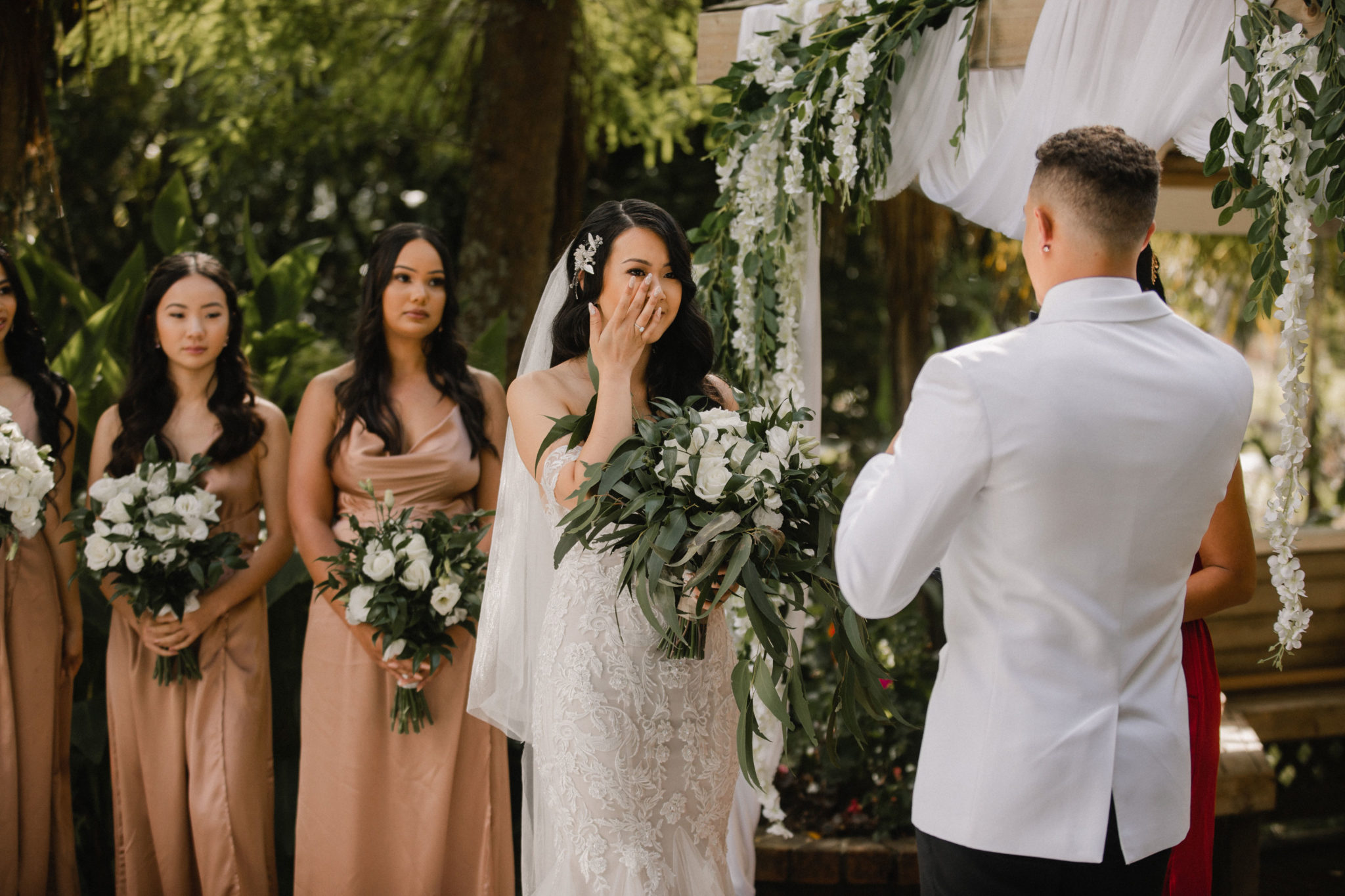 bride crying at the ceremony