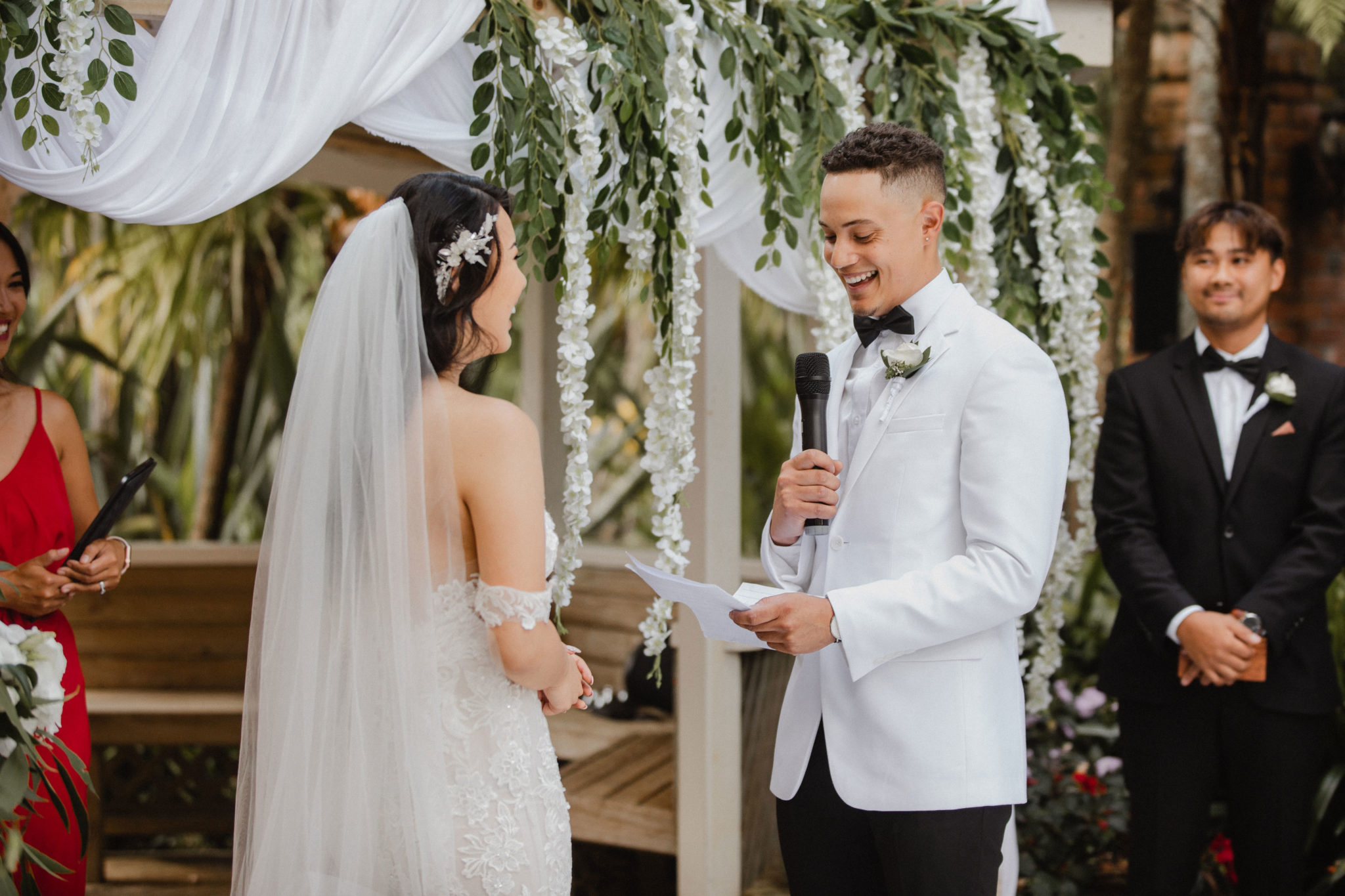 groom saying his vows at the ceremony