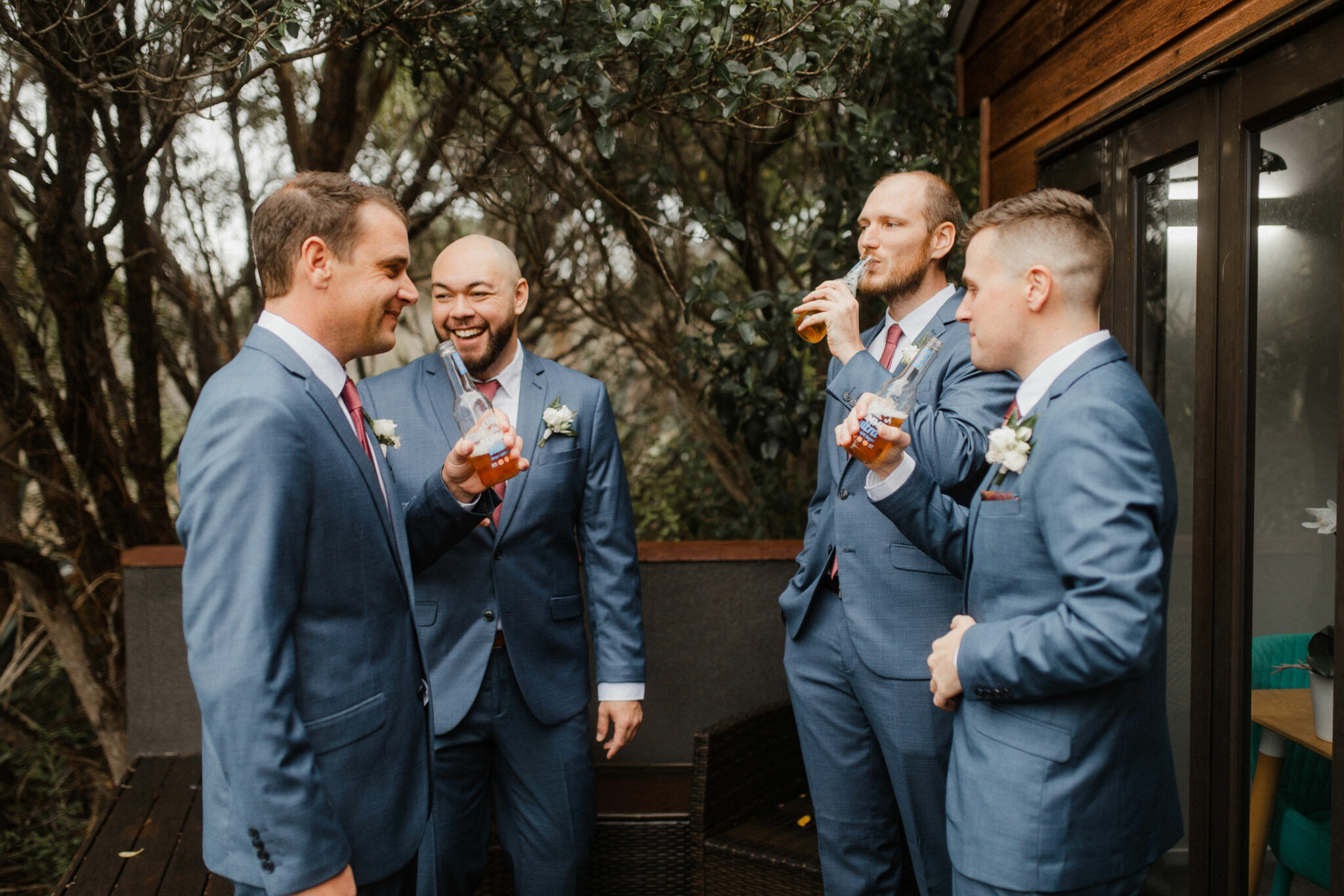 auckland groomsmen having a laugh