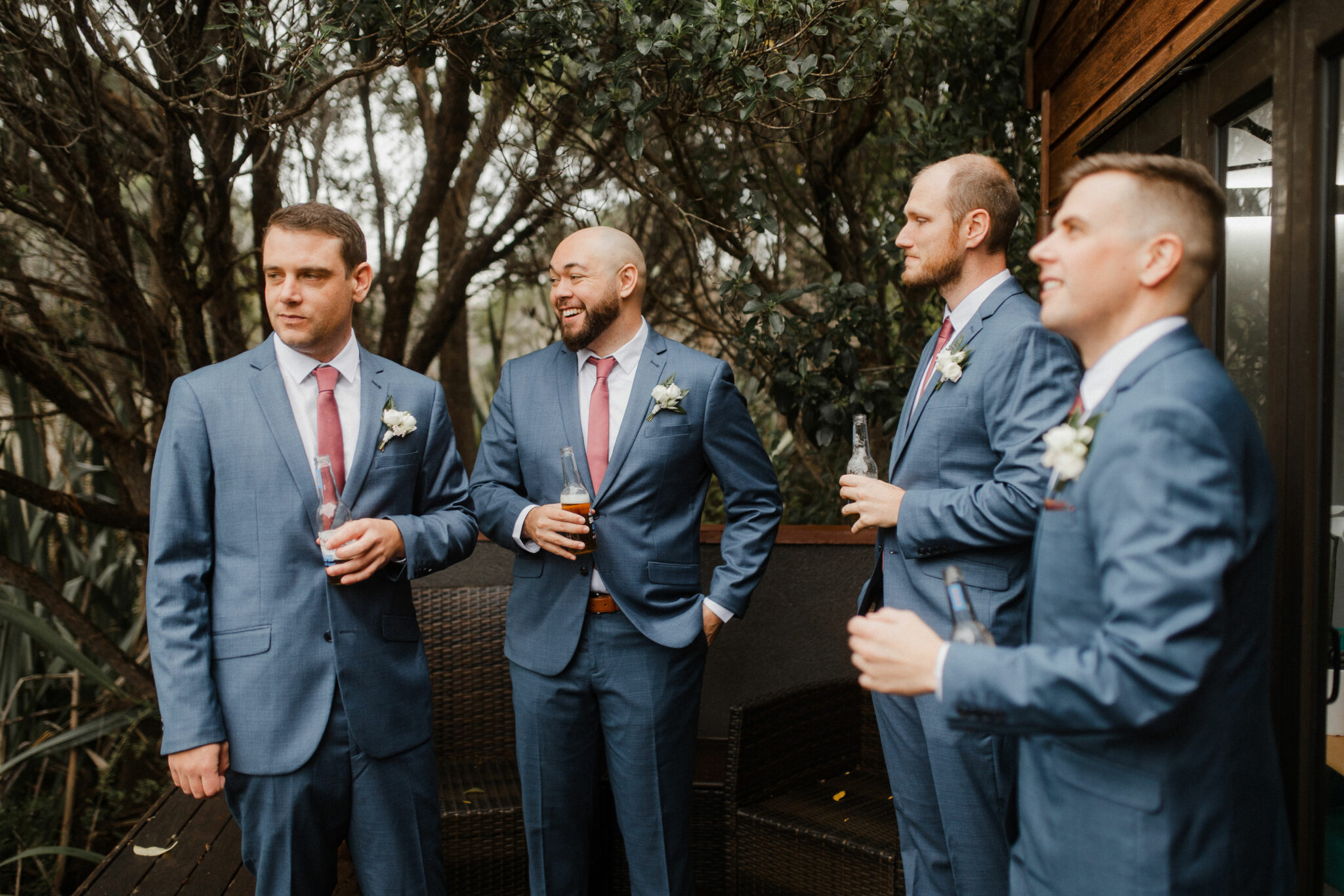 groomsmen having a toast