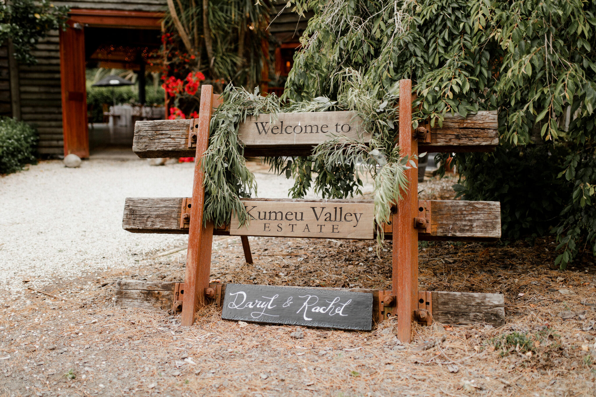 kumeu valley estate wedding sign