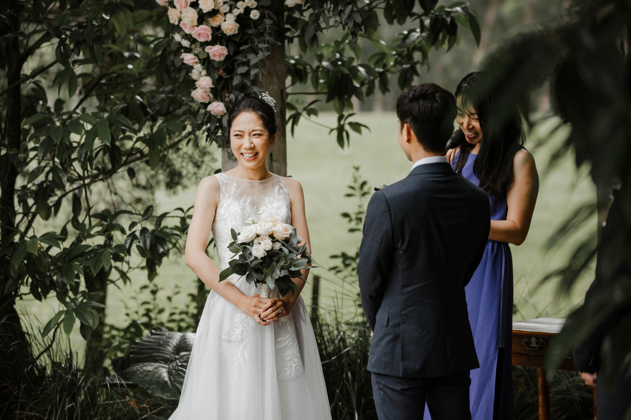 bride smiling during the ceremony