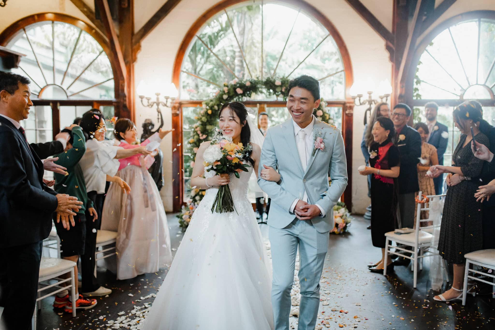 bride and groom recessional