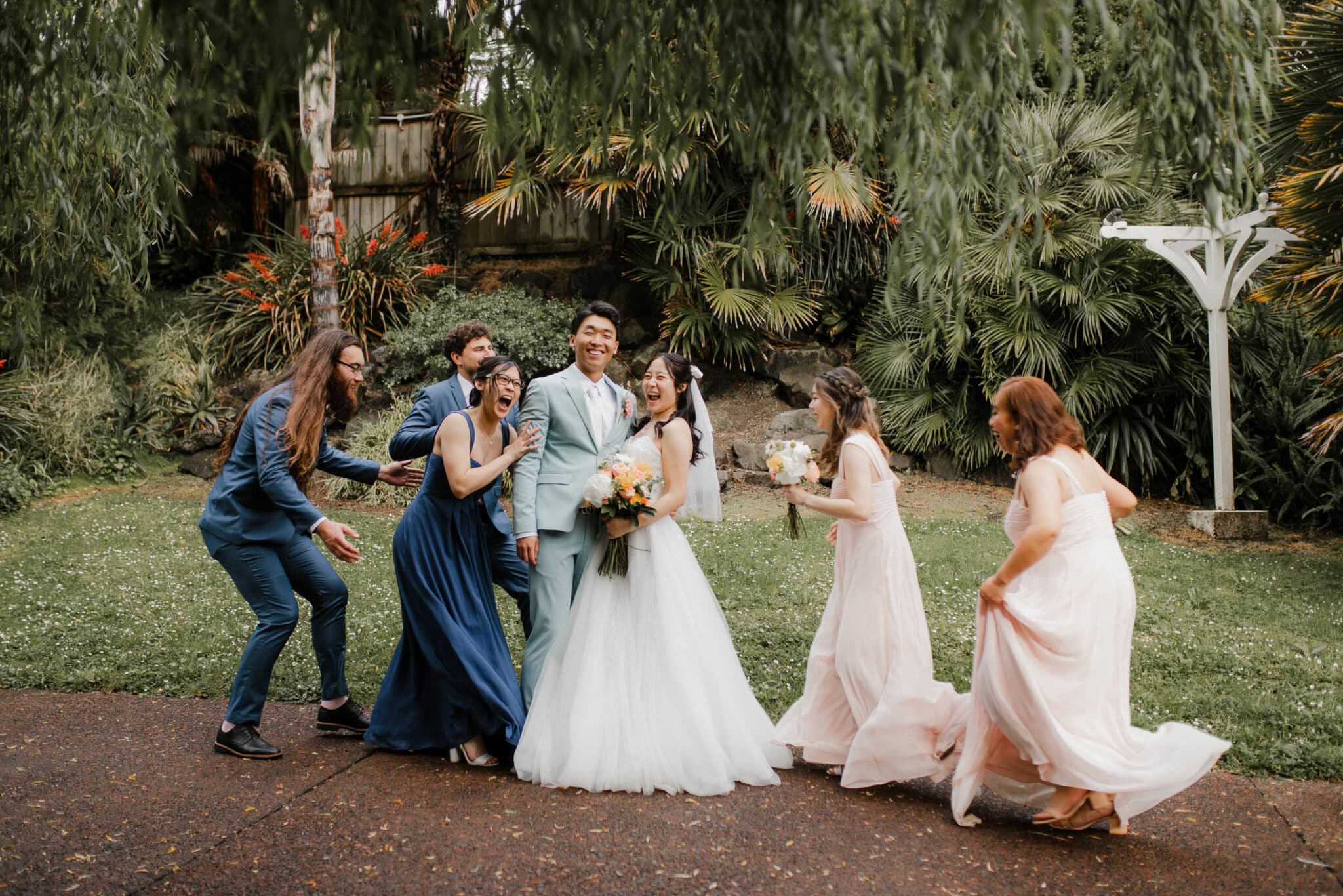 bridal party having fun